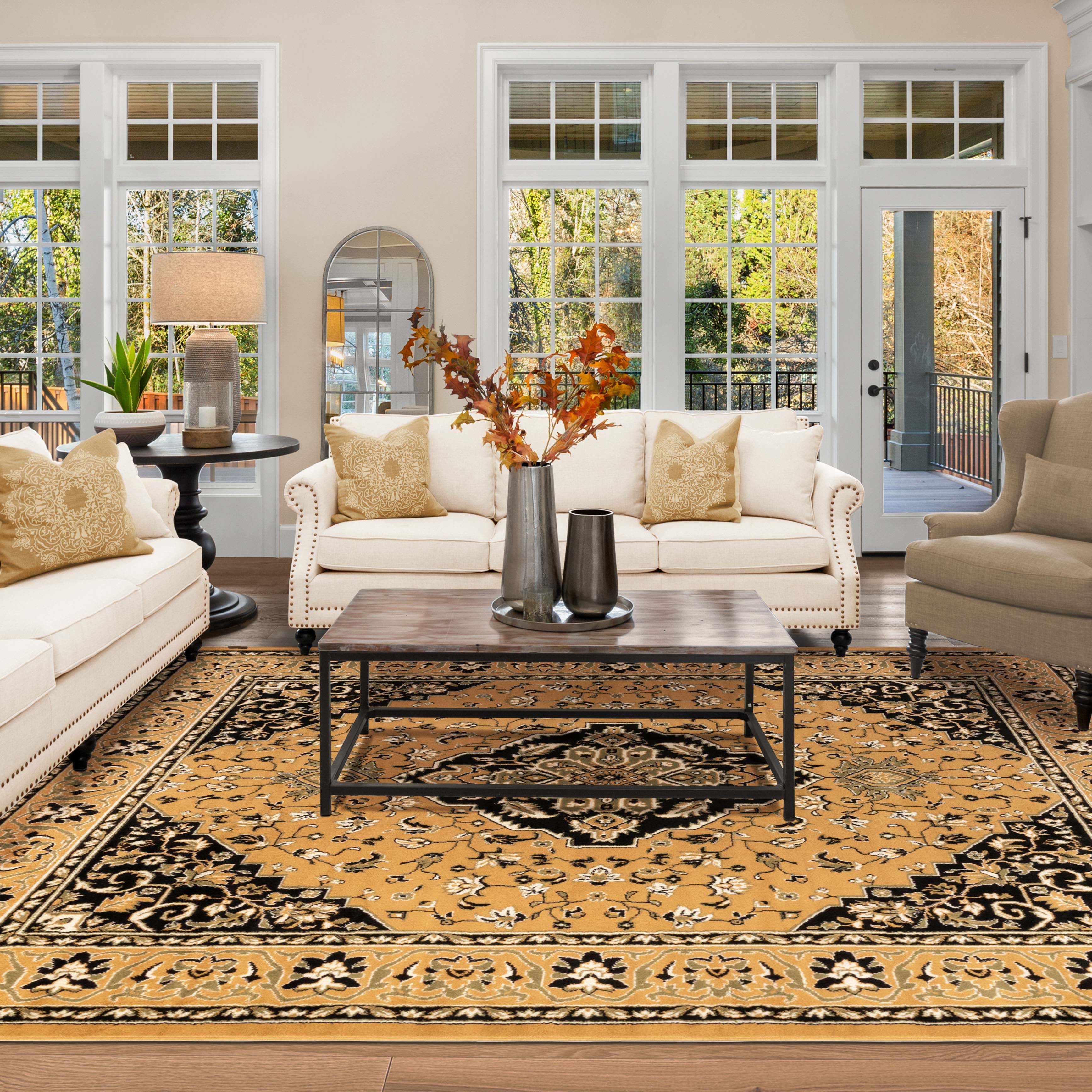 Glendale Traditional Floral Medallion Indoor Area Rug or Runner - Blue Nile Mills