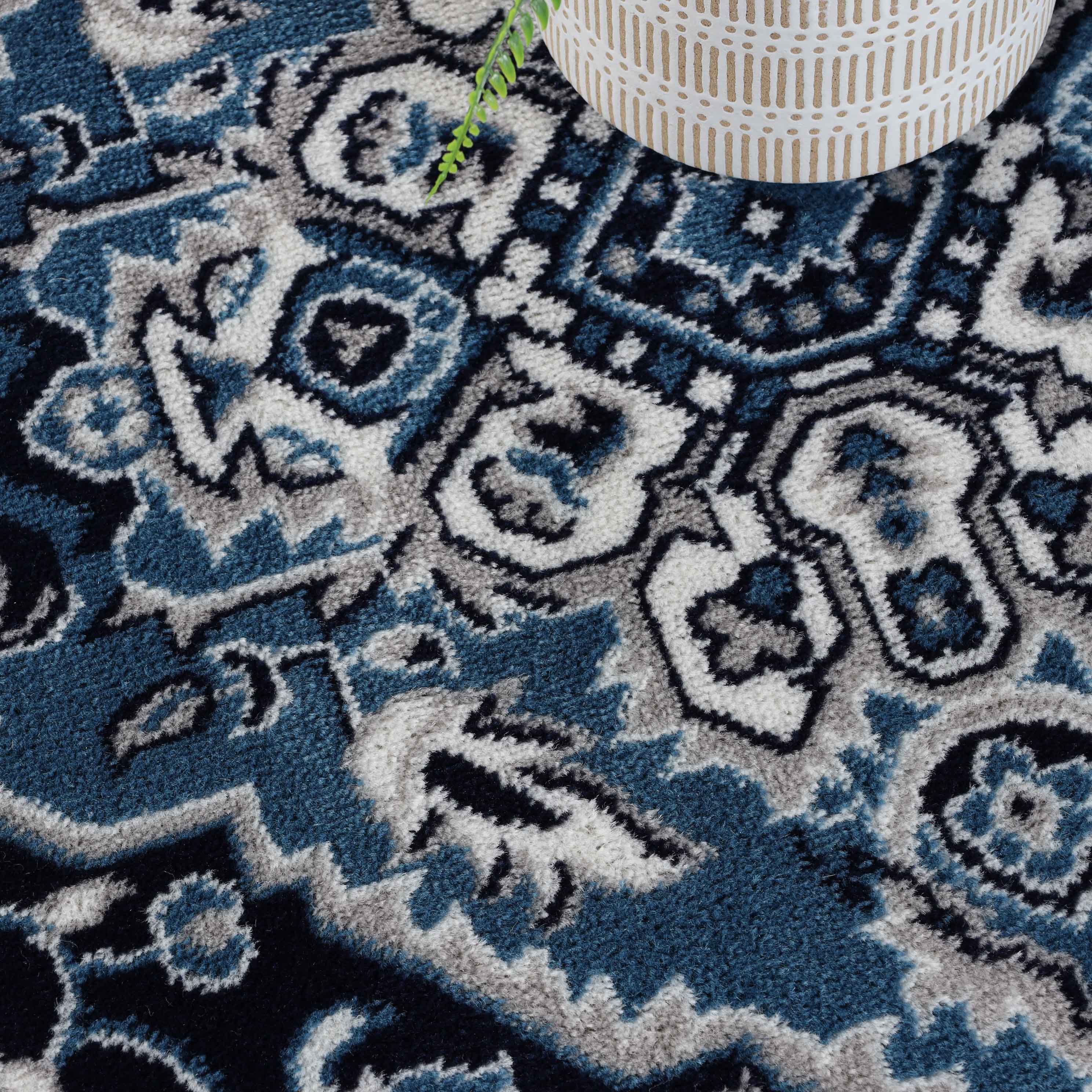 Glendale Traditional Floral Medallion Indoor Area Rug or Runner - Blue Nile Mills