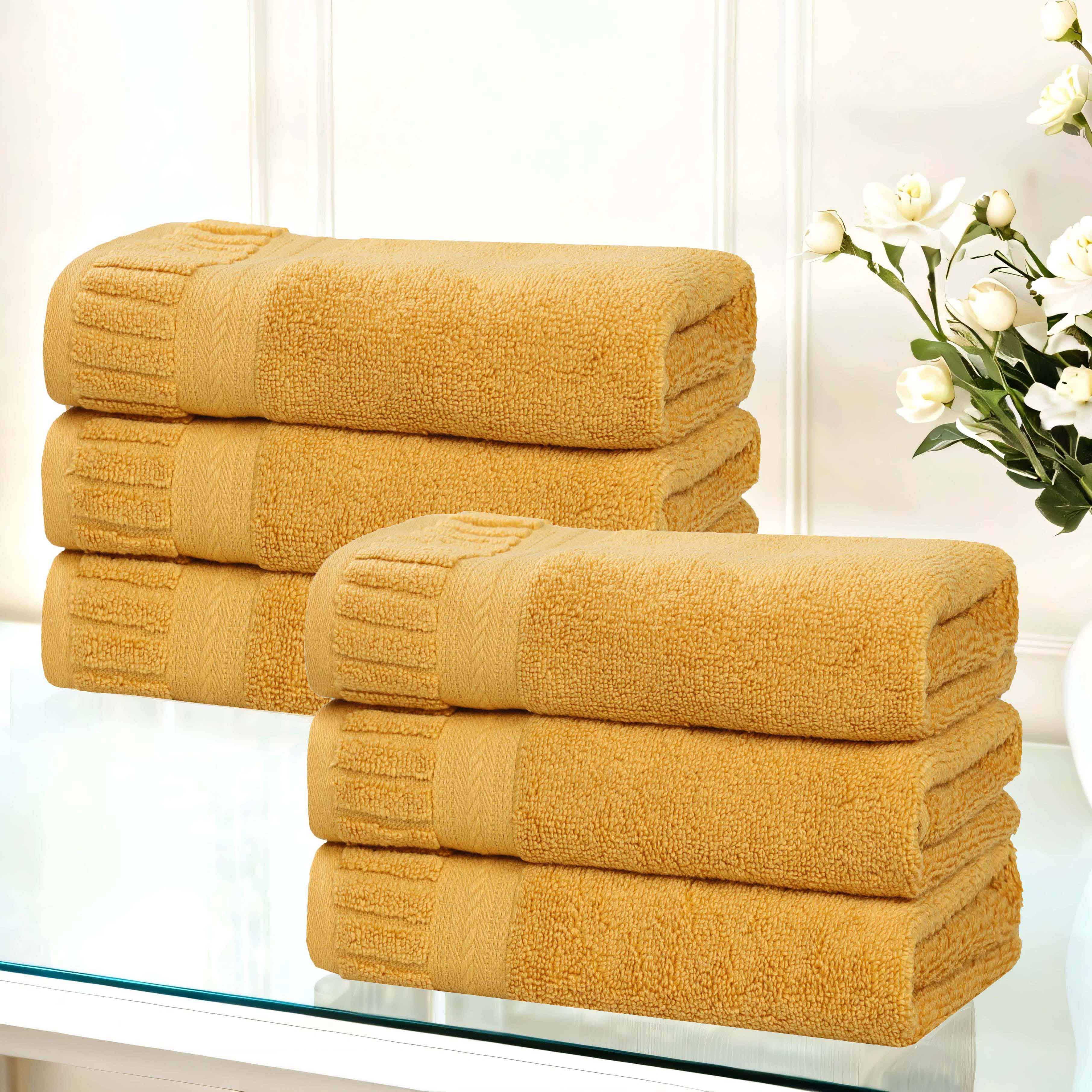 Venice Zero Twist Cotton Medium Weight Absorbent Hand Towels, Set of 6 - Blue Nile Mills