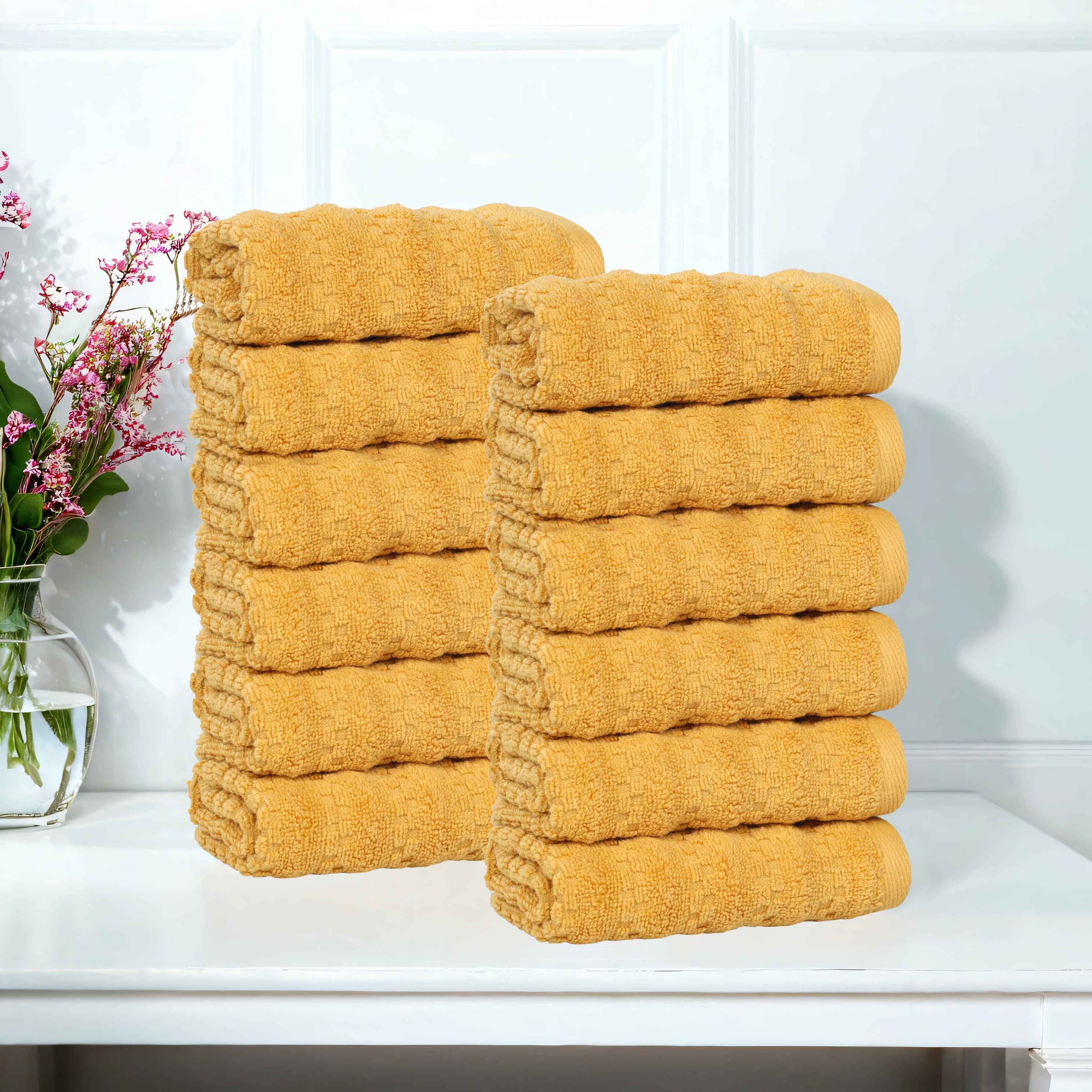 Zuma Zero Twist Cotton Medium Weight Face Towels Washcloths, Set of 12 - Blue Nile Mills