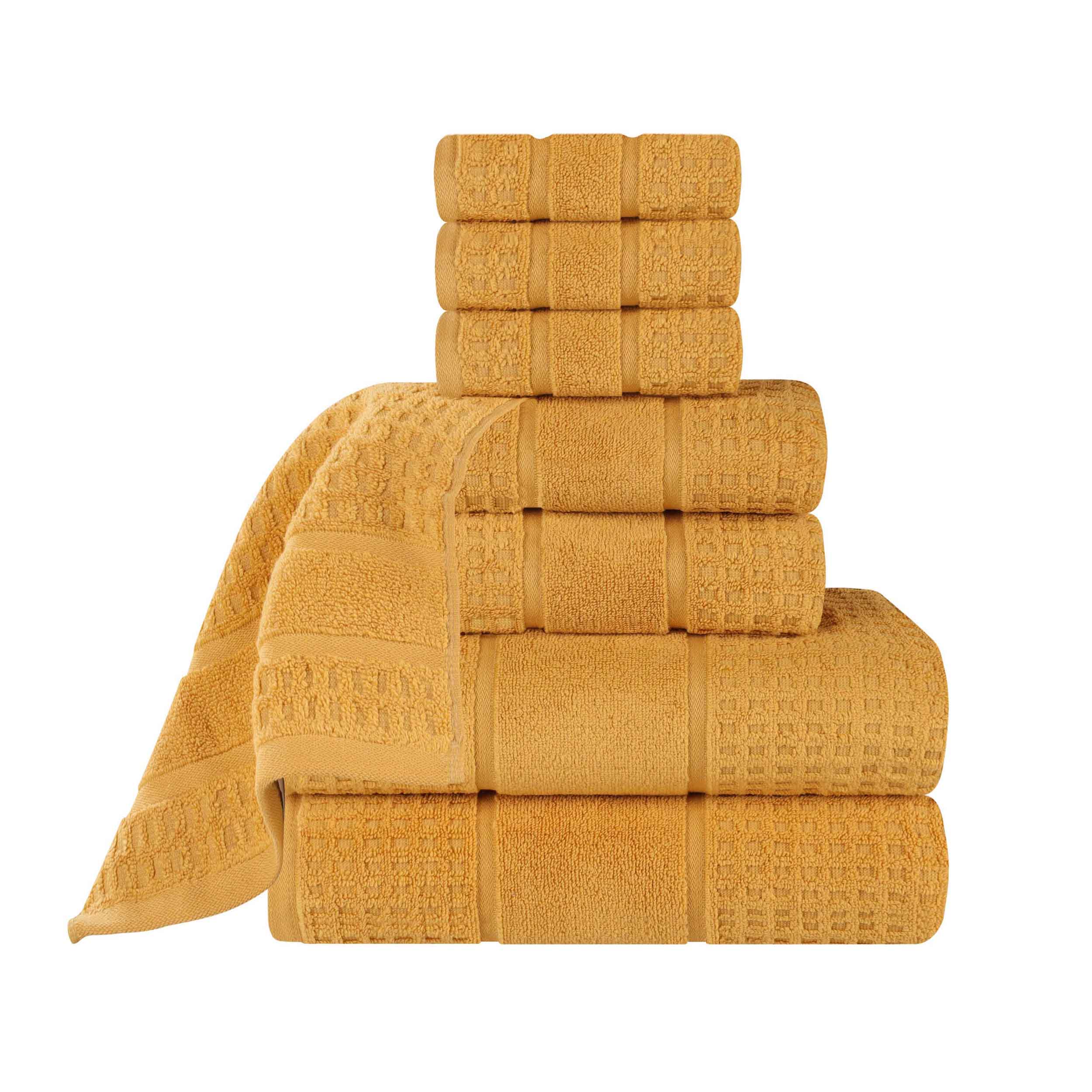 Zero Twist Cotton Waffle Honeycomb Soft Absorbent 8-Piece Towel Set - Blue Nile Mills
