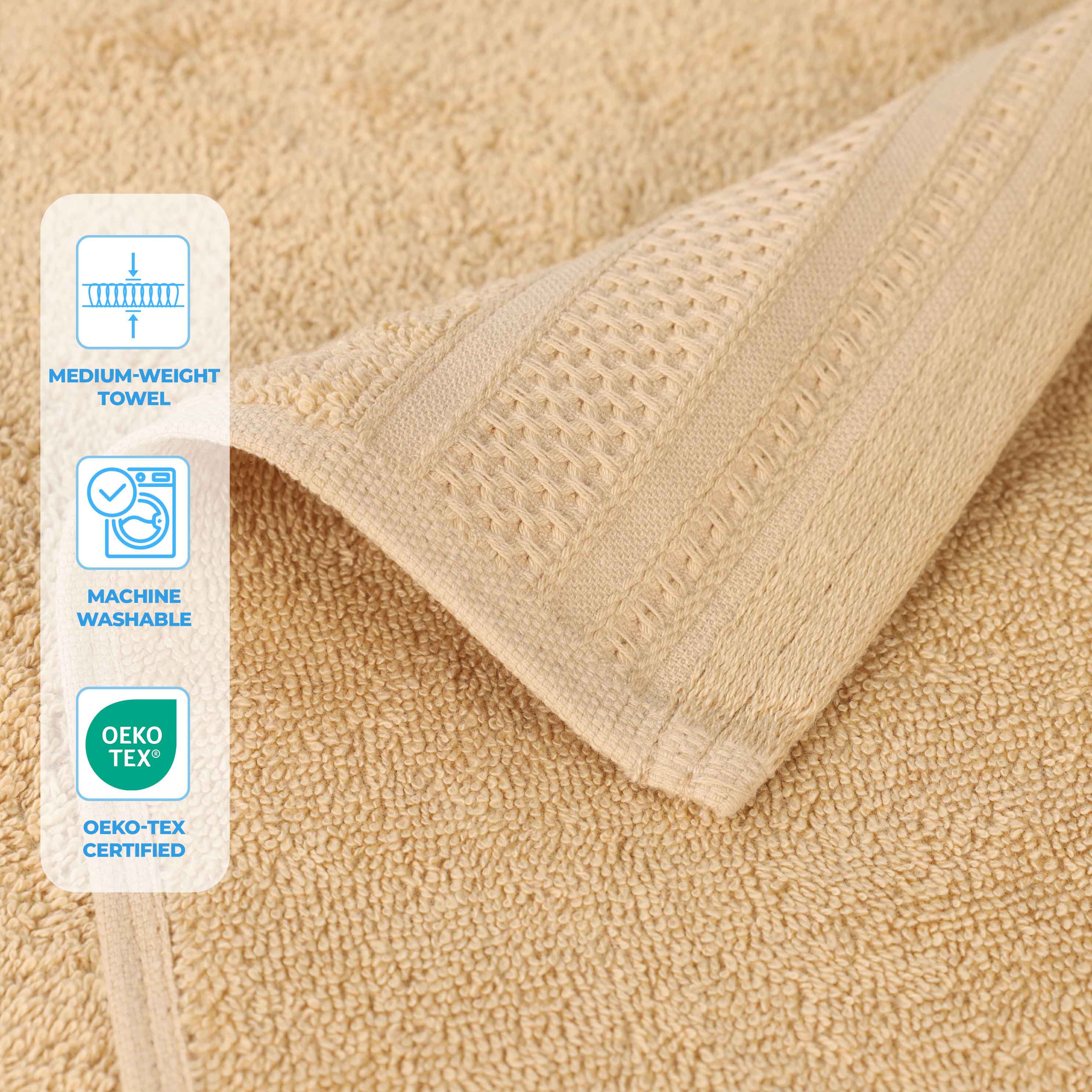 Honeycomb Textured Waffle Border Luxury Cotton Hand Towels, Set of 6 - Blue Nile Mills