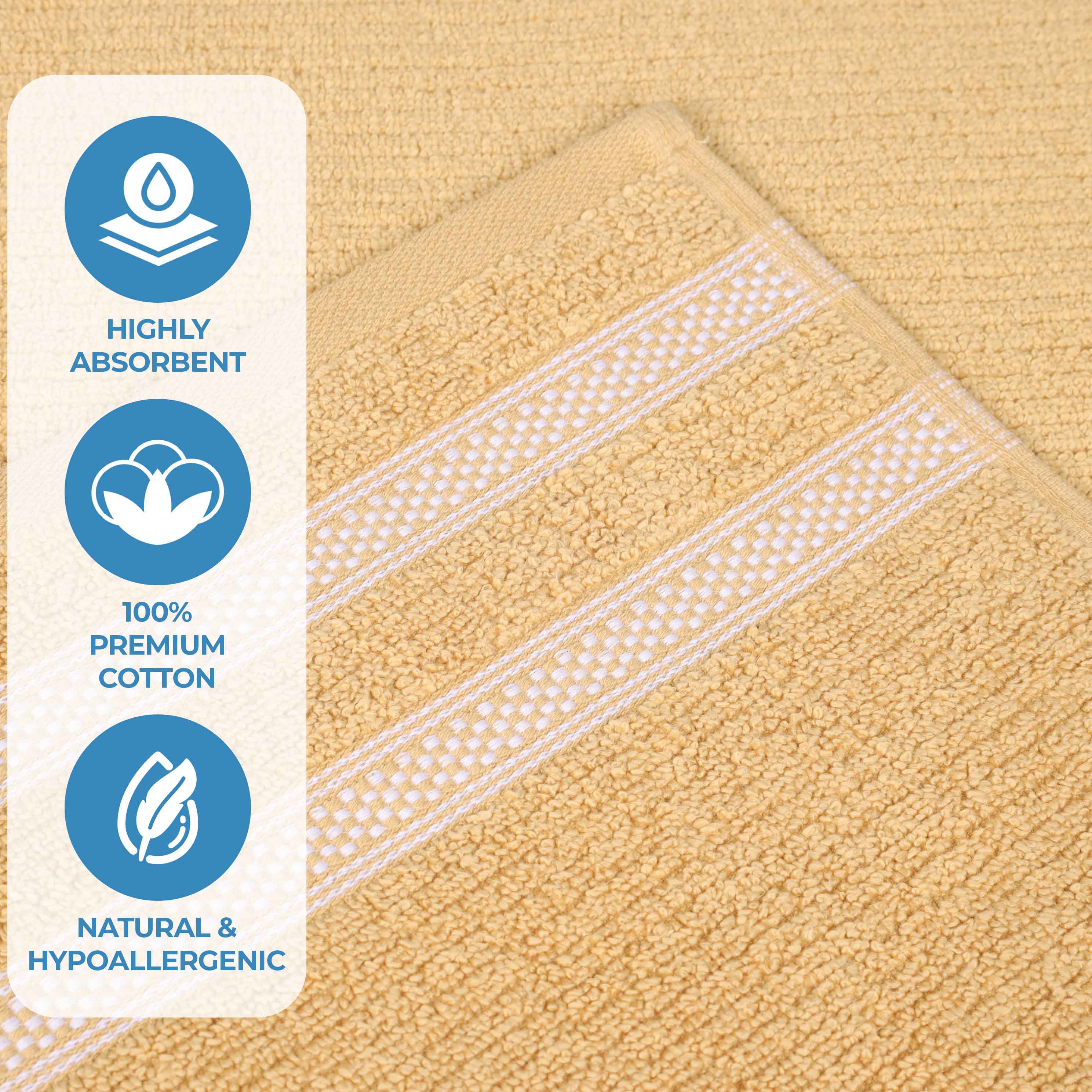 Zero Twist Cotton Ribbed Geometric Border Plush 9 Piece Towel Set - Blue Nile Mills