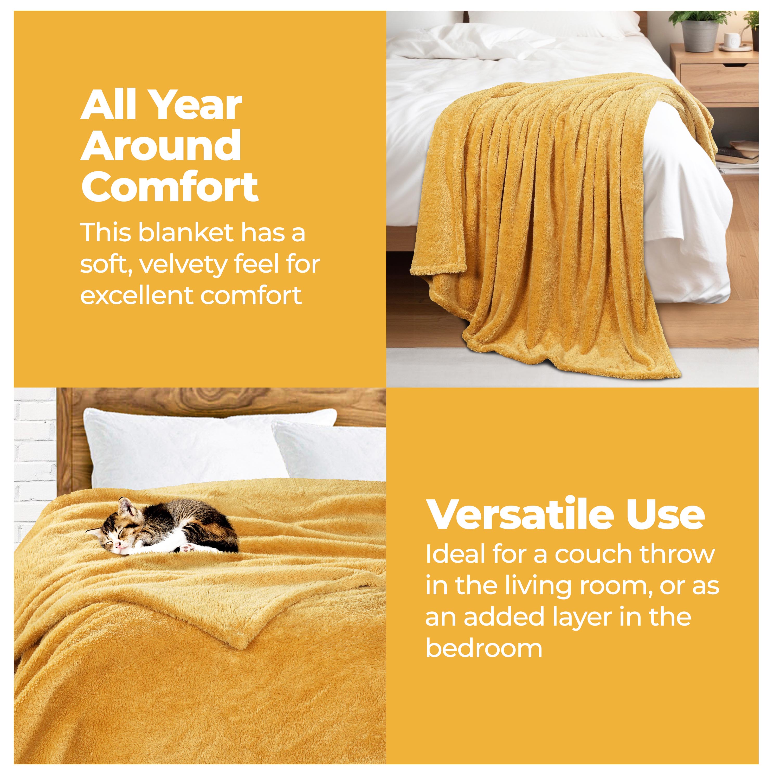 Classic Solid Fleece Plush Medium Weight Fluffy Soft Blanket - Blue Nile Mills