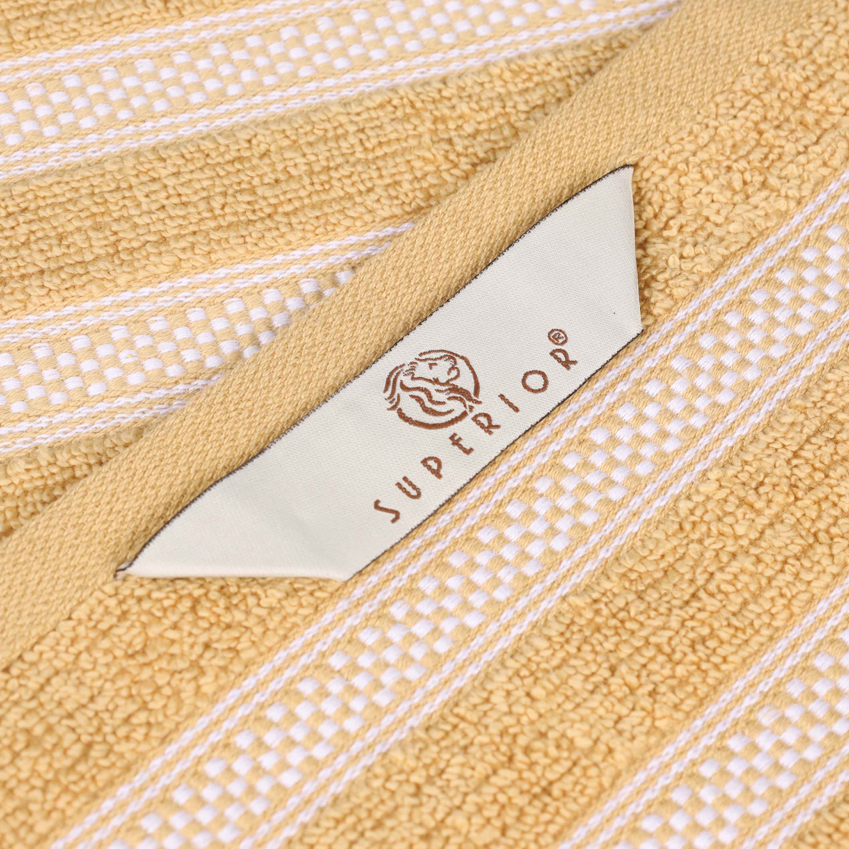 Zero Twist Cotton Ribbed Geometric Border Plush 9 Piece Towel Set - Blue Nile Mills