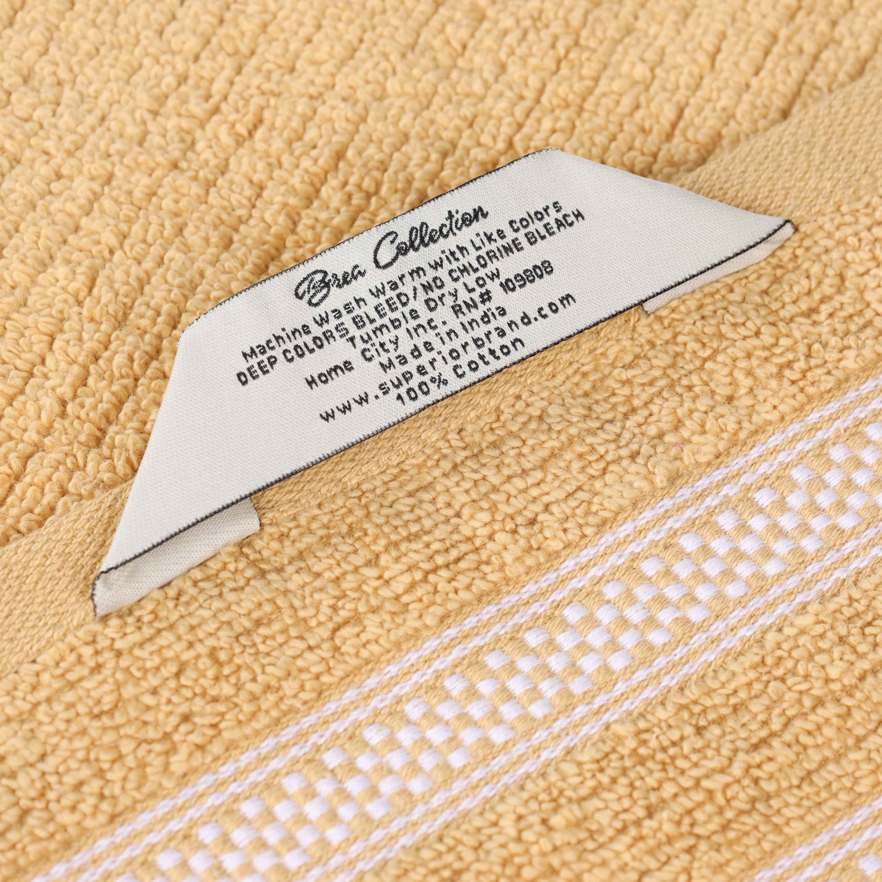 Zero Twist Cotton Ribbed Geometric Border Plush 9 Piece Towel Set - Blue Nile Mills