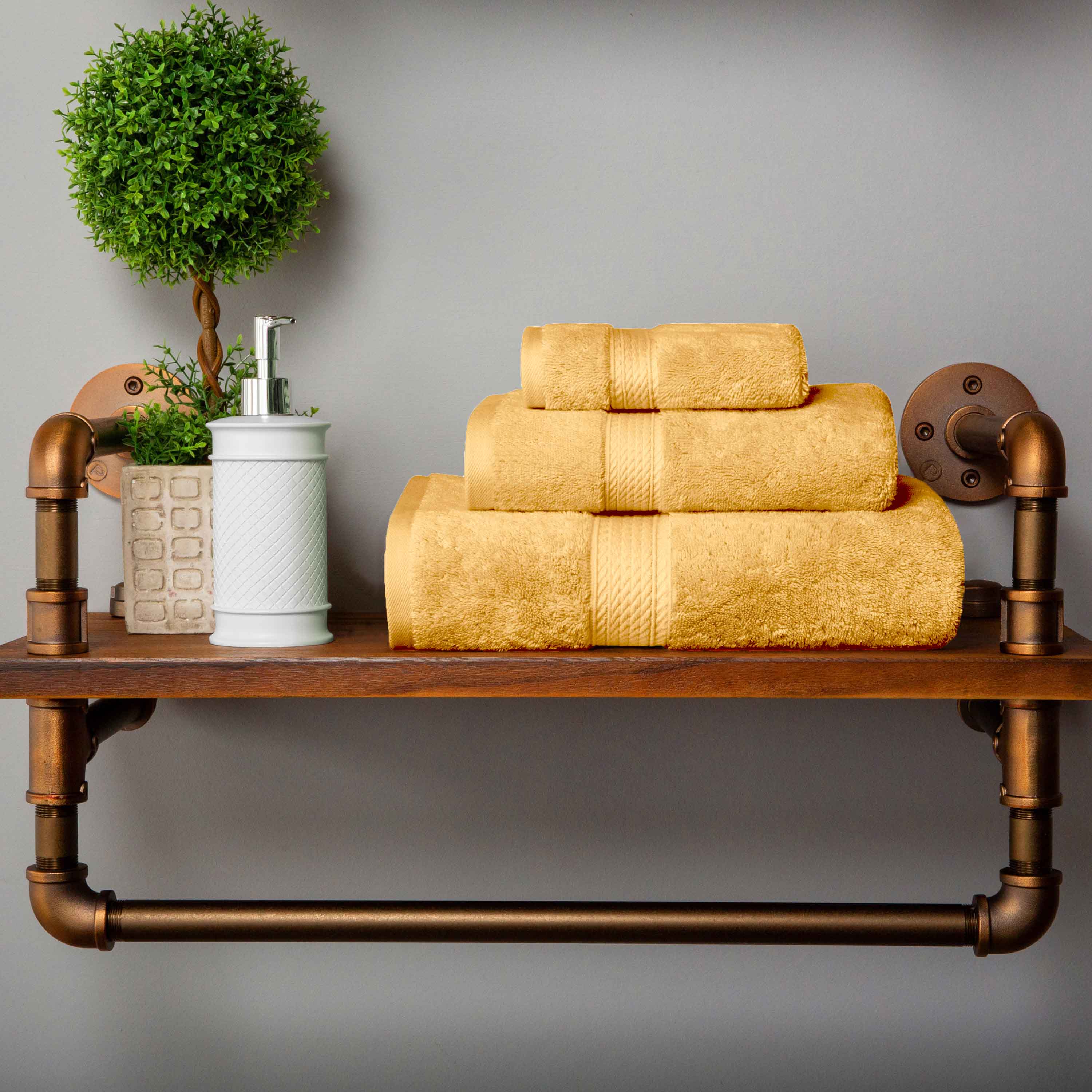 Egyptian Cotton Pile Plush Heavyweight Luxury Soft 3-Piece Towel Set - Blue Nile Mills