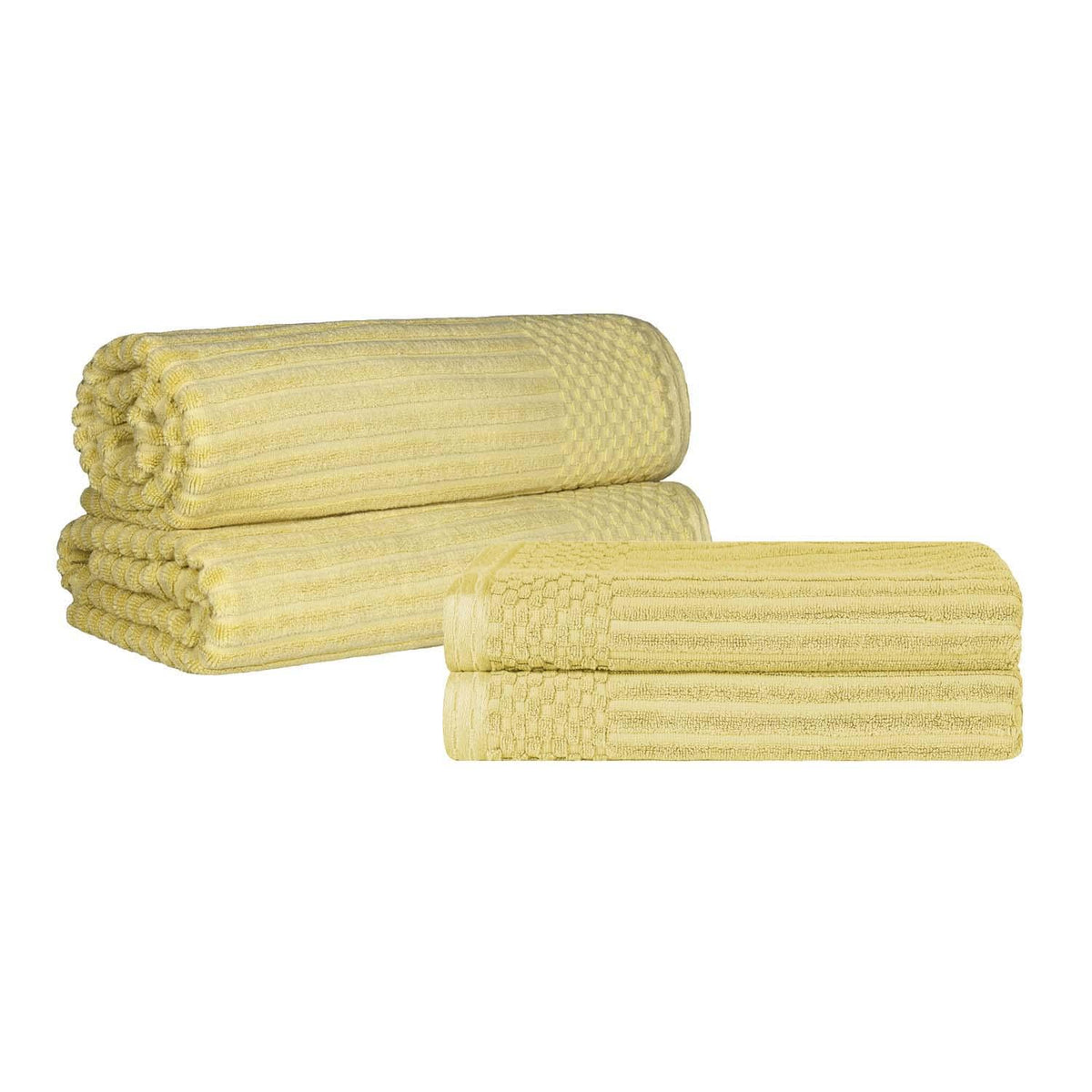 Soho Ribbed Textured Cotton Absorbent Bath Sheet & Bath Towel Set - Blue Nile Mills