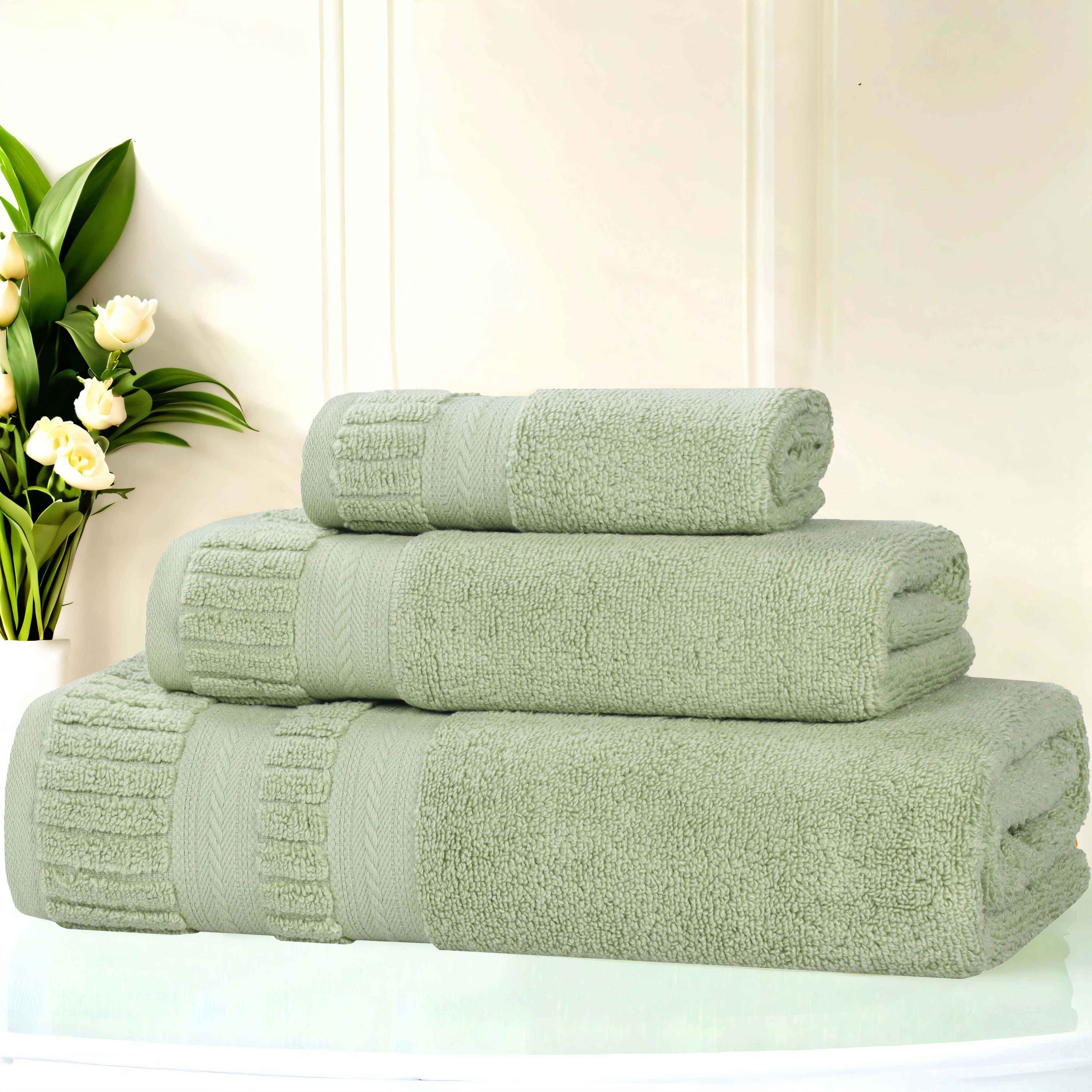 Venice Zero Twist Cotton Medium Weight Absorbent 3 Piece Towel Set - Blue Nile Mills
