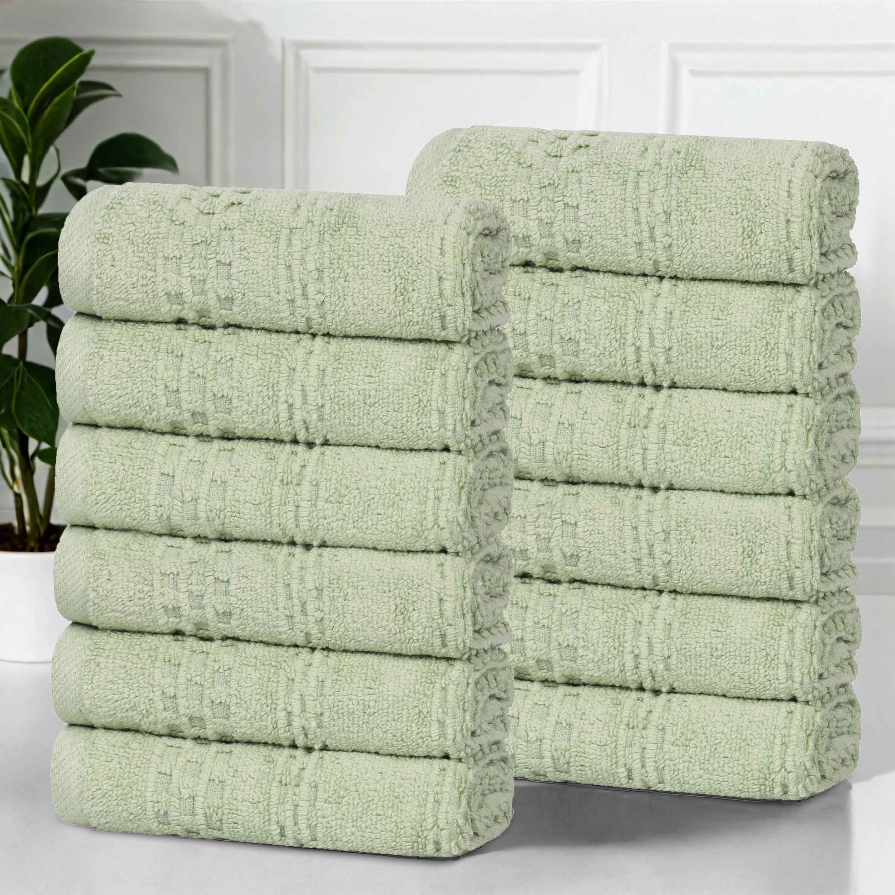 Playa Zero Twist Cotton Solid Waffle Textured Face Towels, Set of 12 - Blue Nile Mills