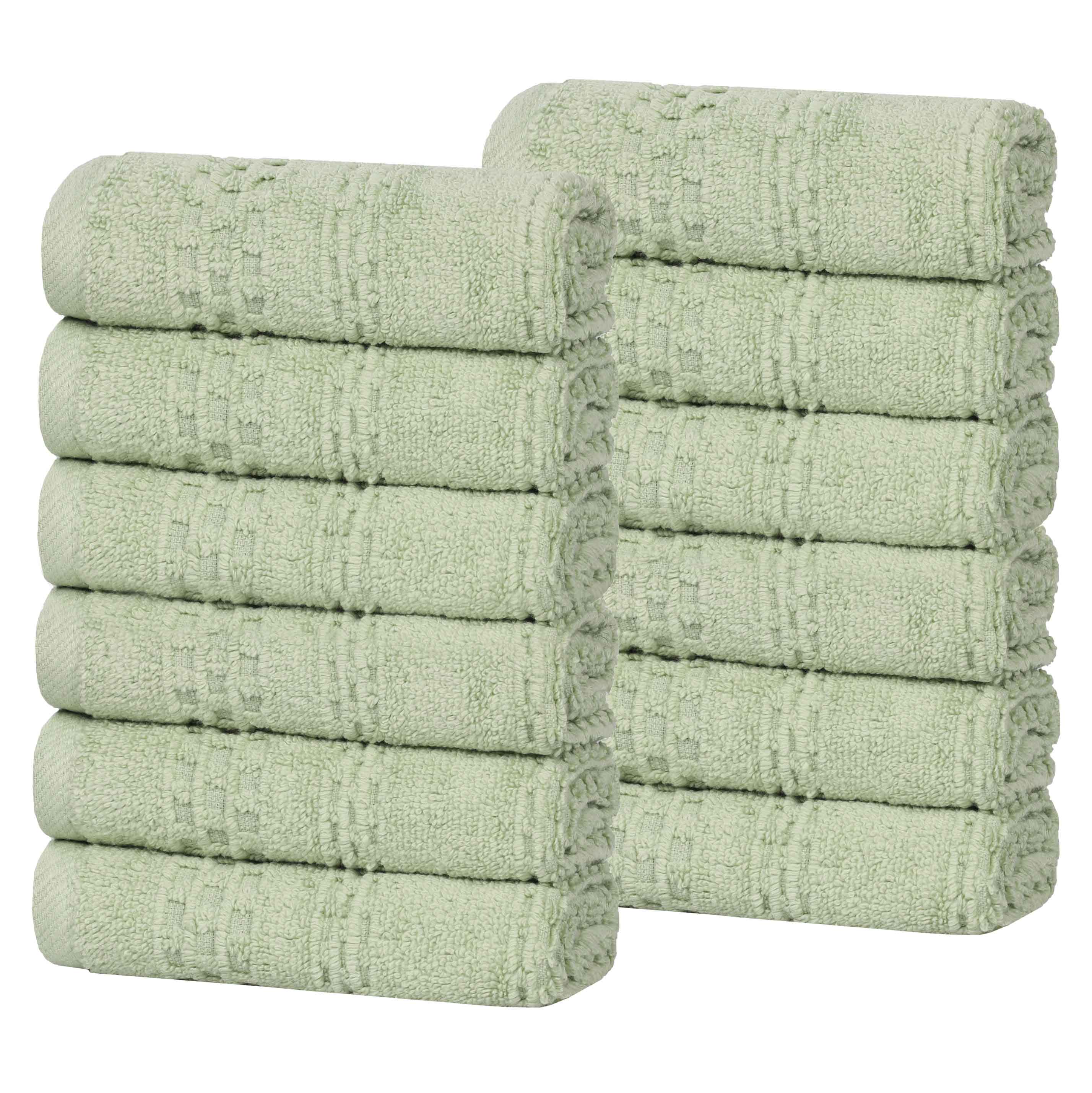 Playa Zero Twist Cotton Solid Waffle Textured Face Towels, Set of 12 - Blue Nile Mills