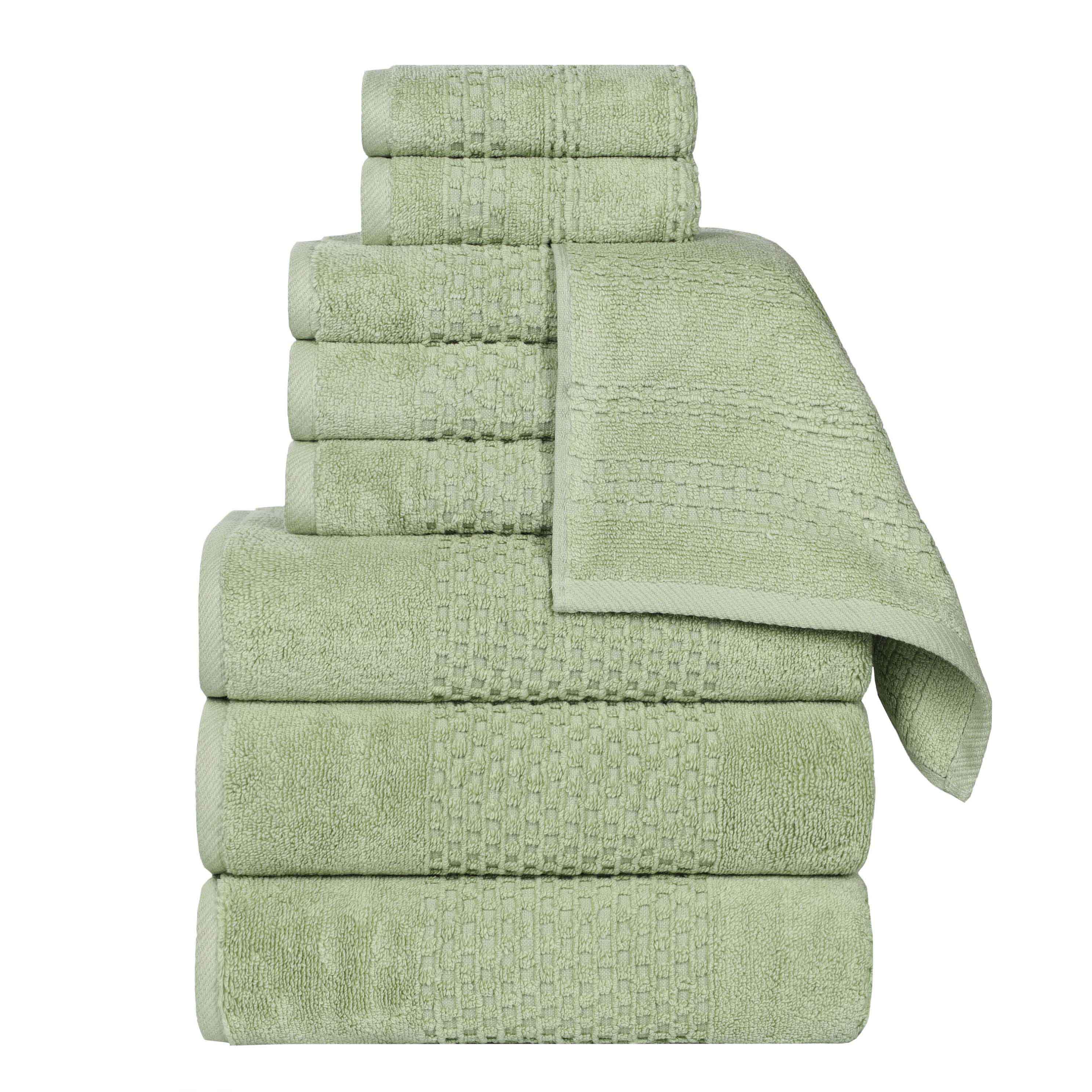 Playa Zero Twist Cotton Solid Waffle Textured 9 Piece Towel Set - Blue Nile Mills
