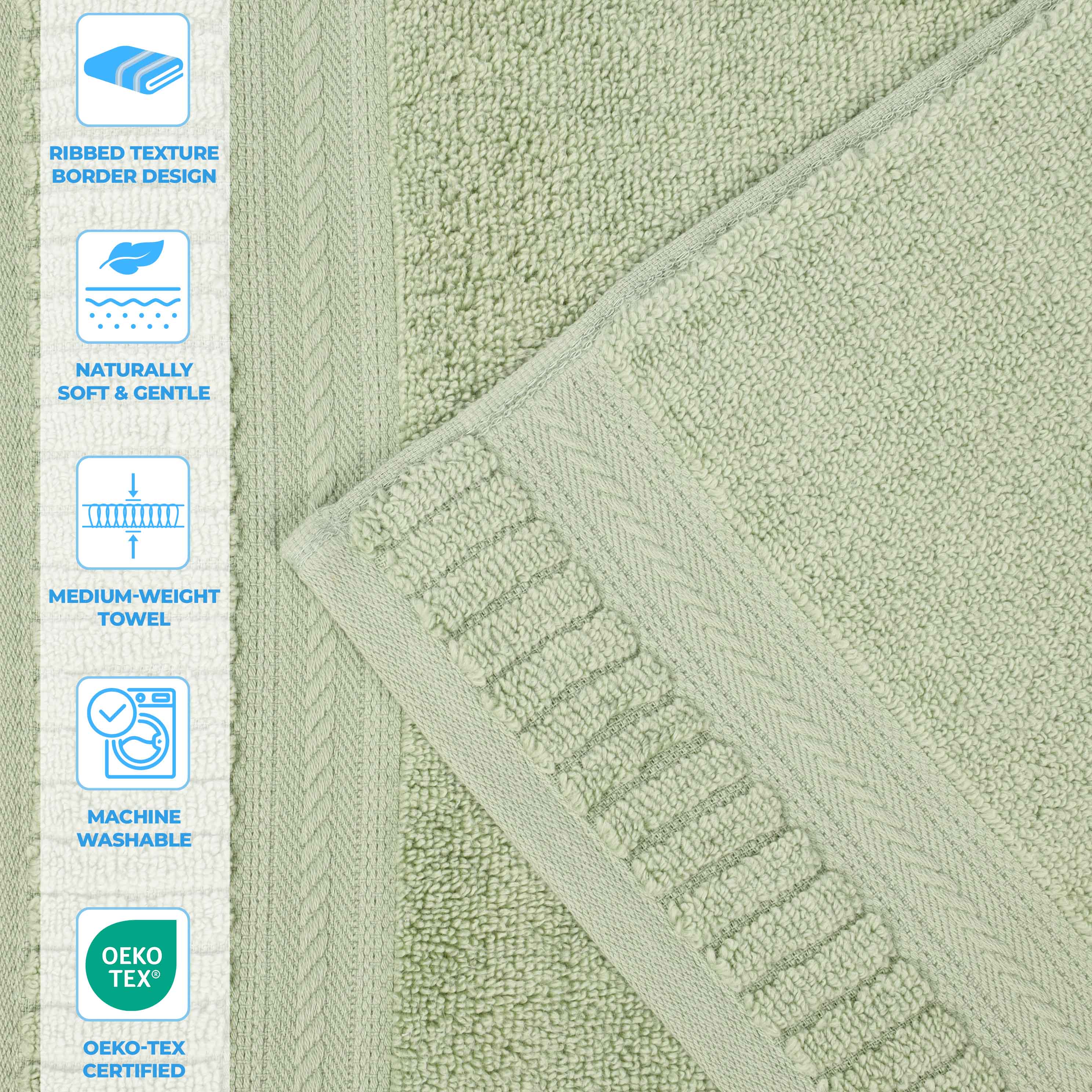 Venice Zero Twist Cotton Medium Weight Absorbent 3 Piece Towel Set - Blue Nile Mills