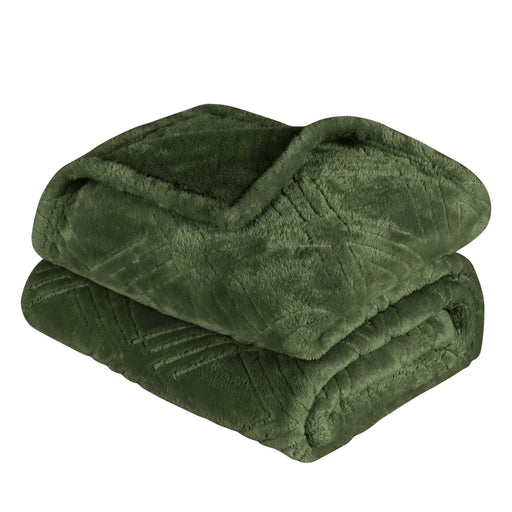 Diamond Flannel Fleece Plush Ultra Soft Blanket - Green
