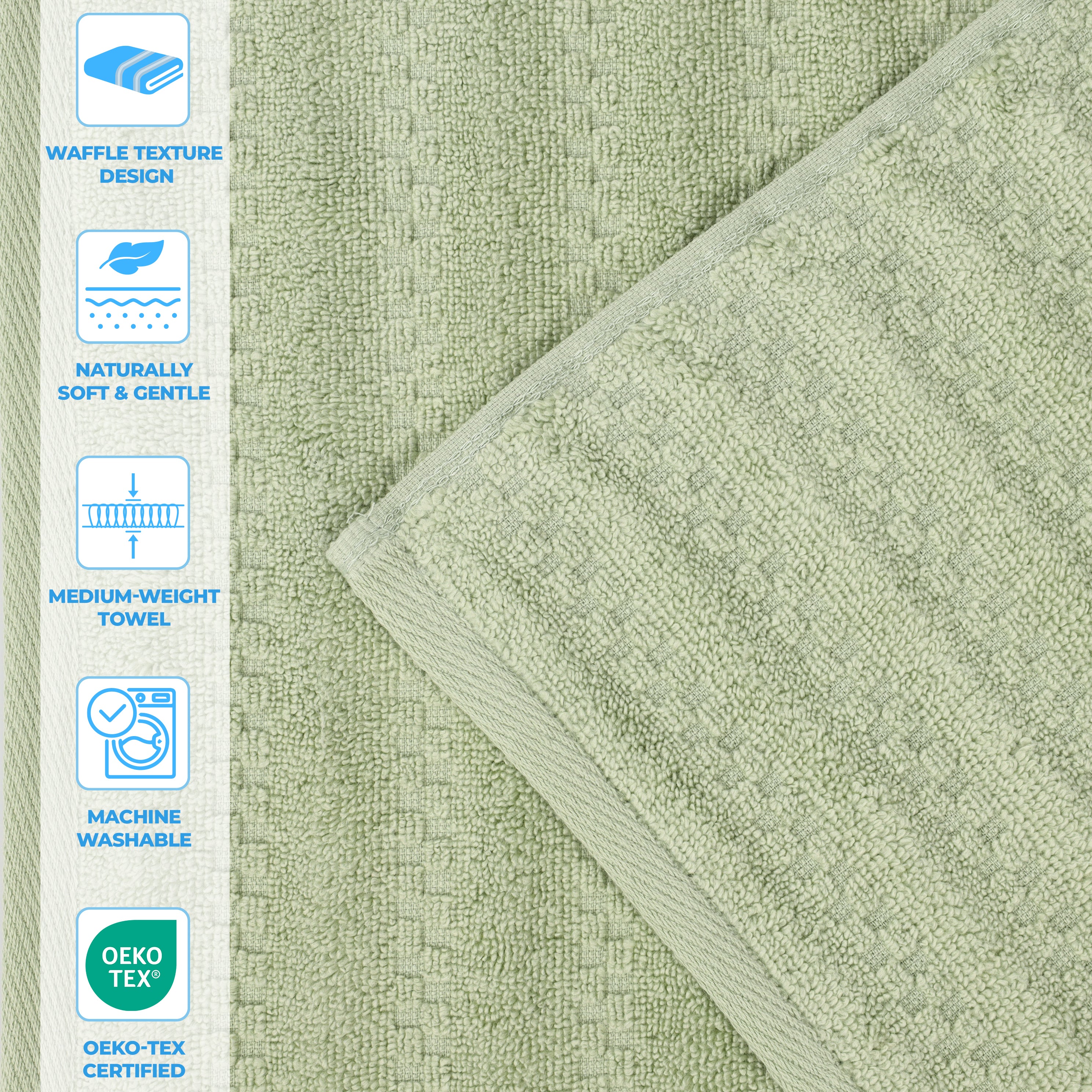Zuma Zero Twist Cotton Medium Weight Soft Absorbent 3 Piece Towel Set - Blue Nile Mills
