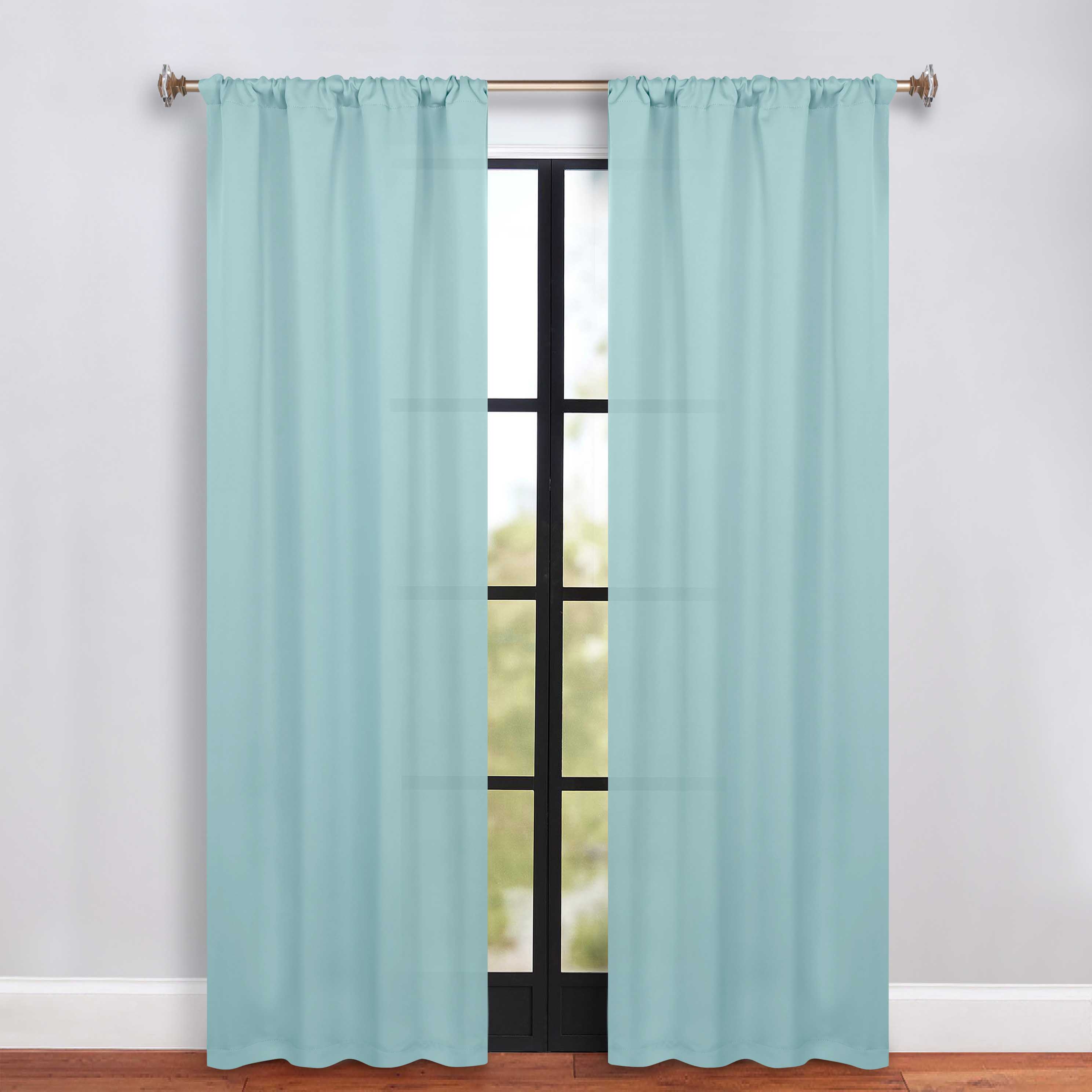 Solid Machine Washable Room Darkening Blackout Curtains, Set of 2 - Blue Nile Mills
