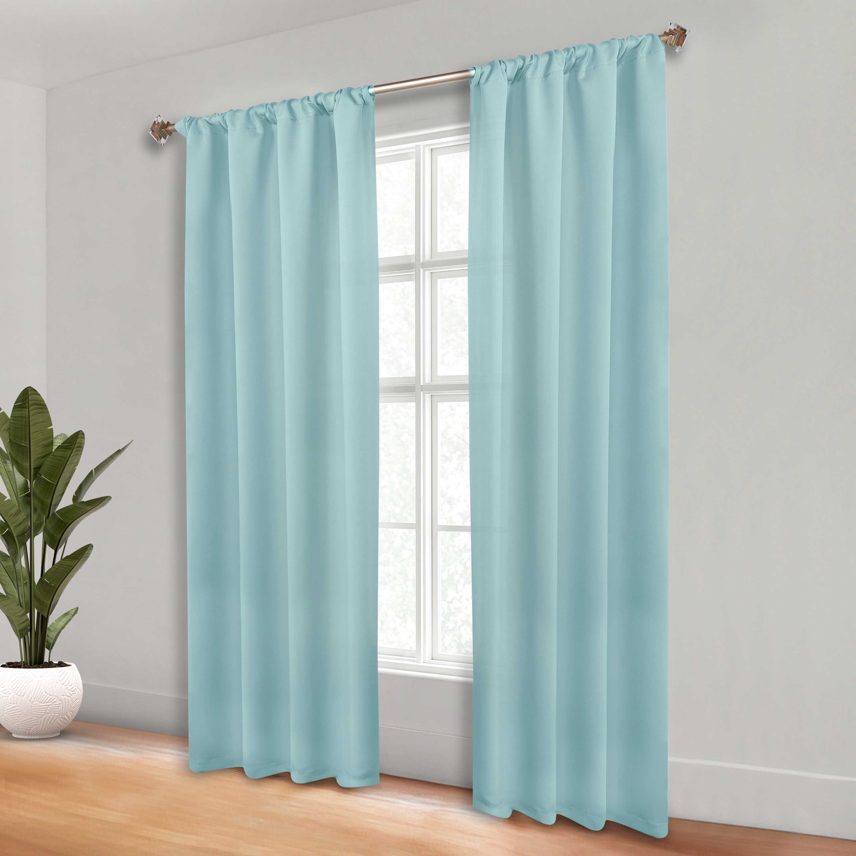 Solid Machine Washable Room Darkening Blackout Curtains, Set of 2 - Blue Nile Mills
