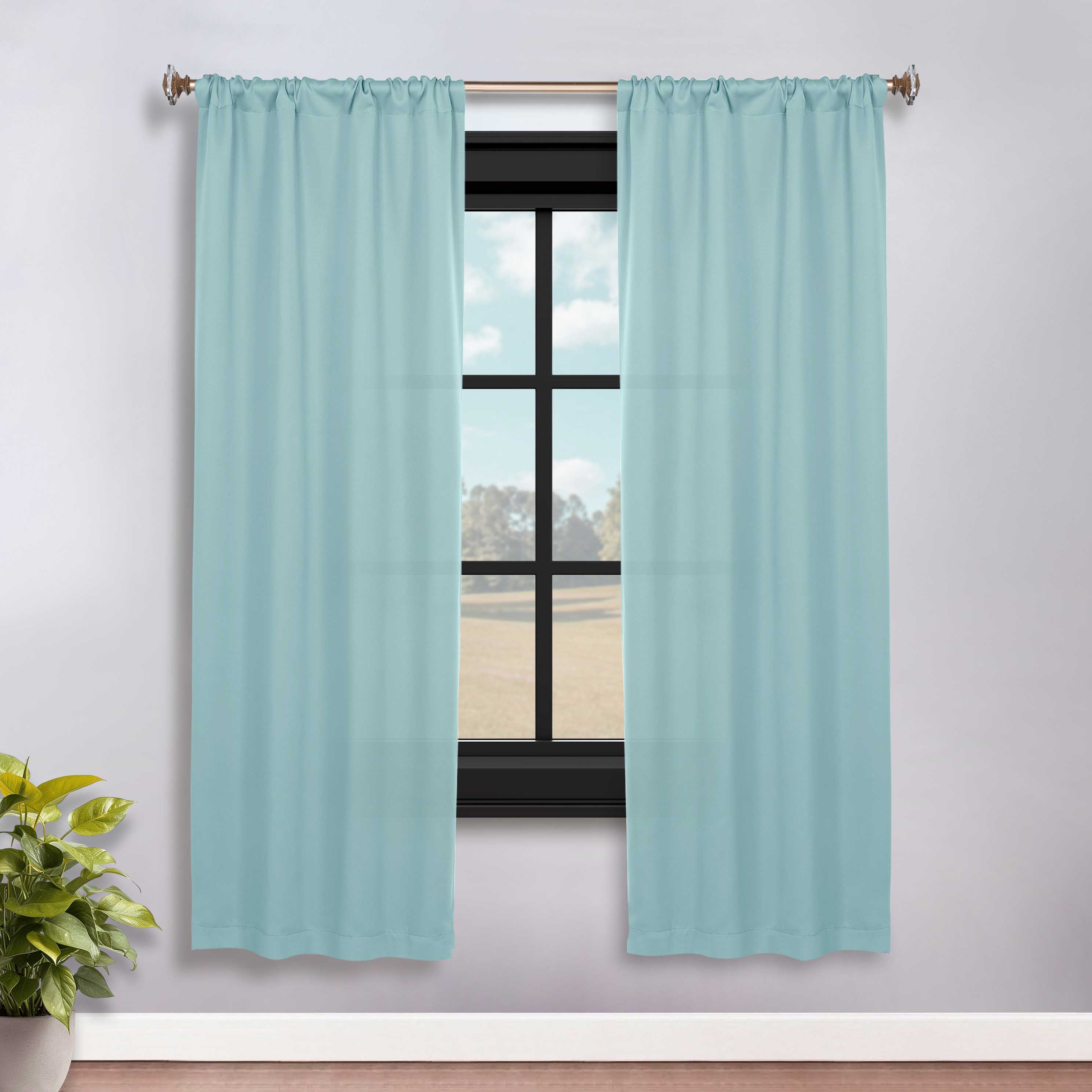 Solid Machine Washable Room Darkening Blackout Curtains, Set of 2 - Blue Nile Mills