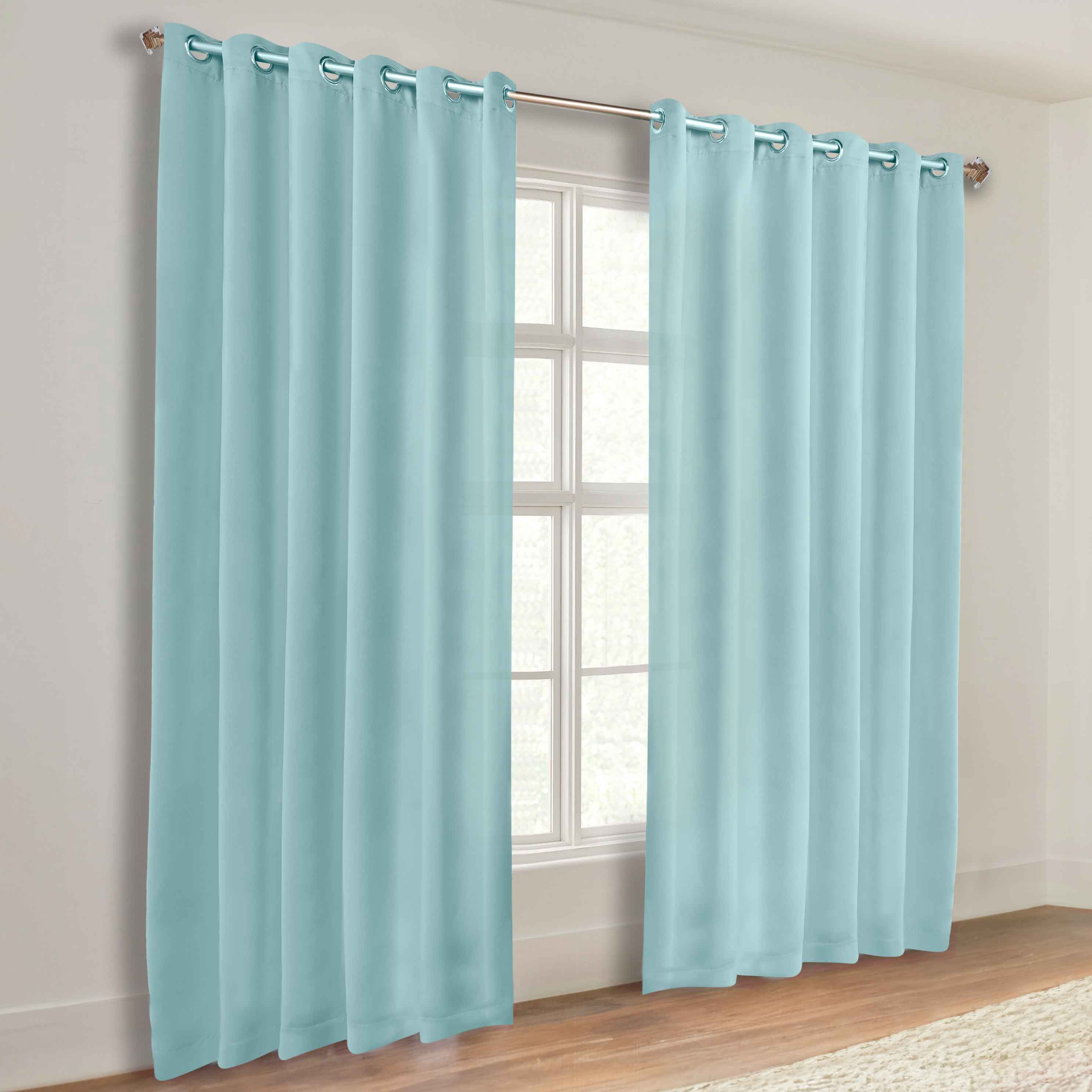 Solid Machine Washable Room Darkening Blackout Curtains, Set of 2 - Blue Nile Mills