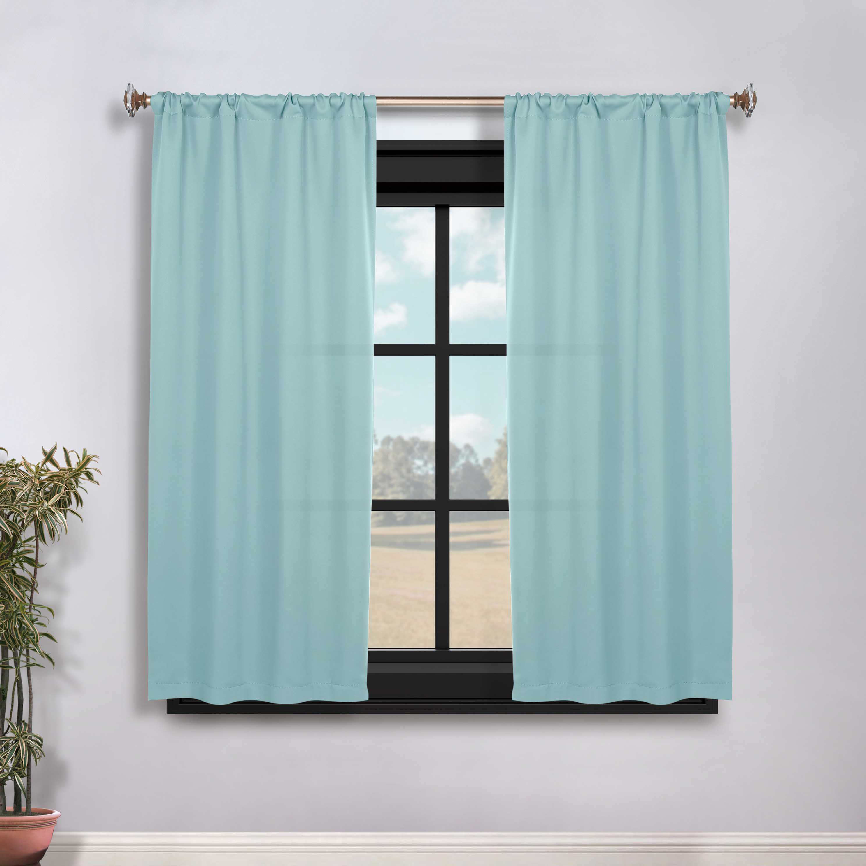 Solid Machine Washable Room Darkening Blackout Curtains, Set of 2 - Blue Nile Mills