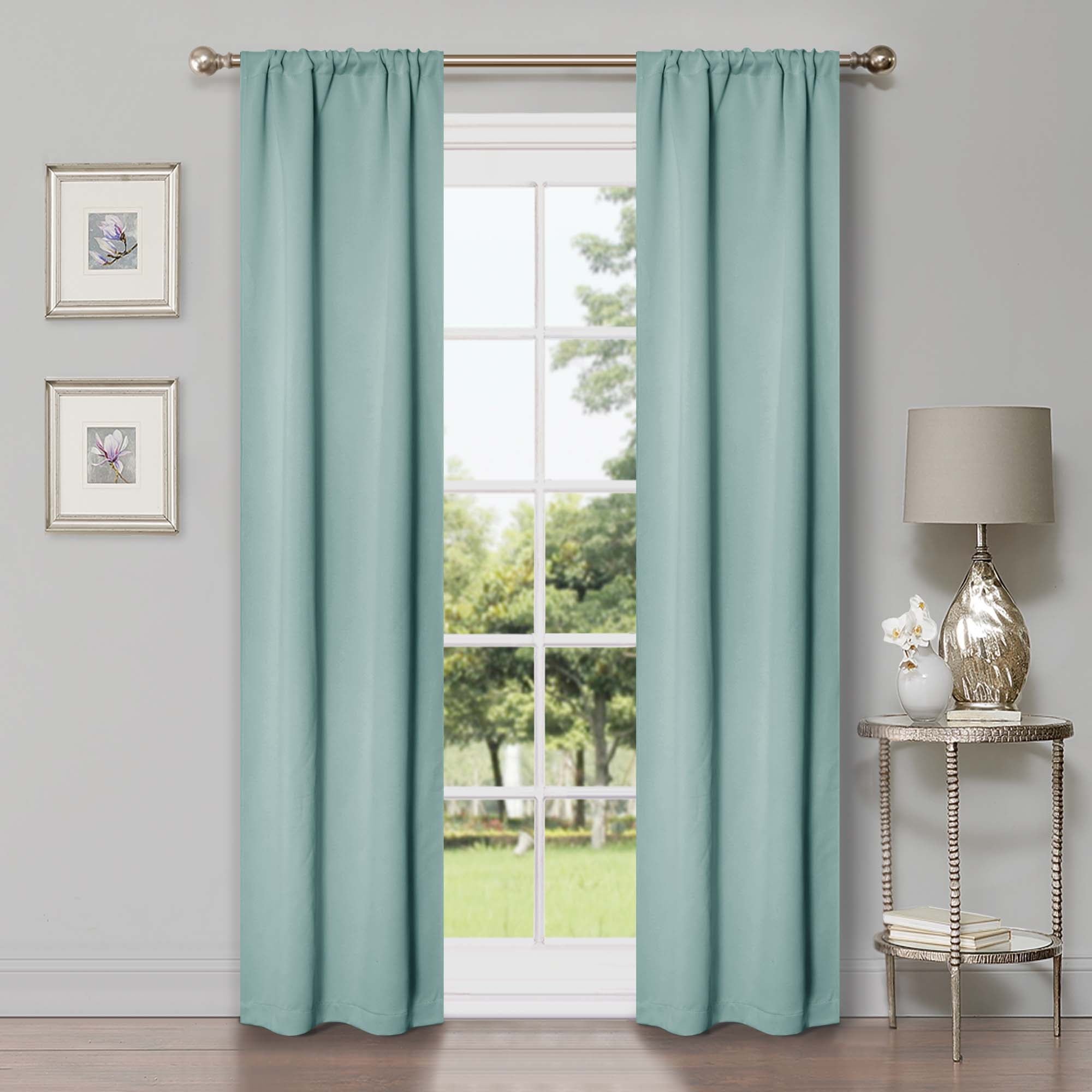 Solid Machine Washable Room Darkening Blackout Curtains, Set of 2 - Blue Nile Mills