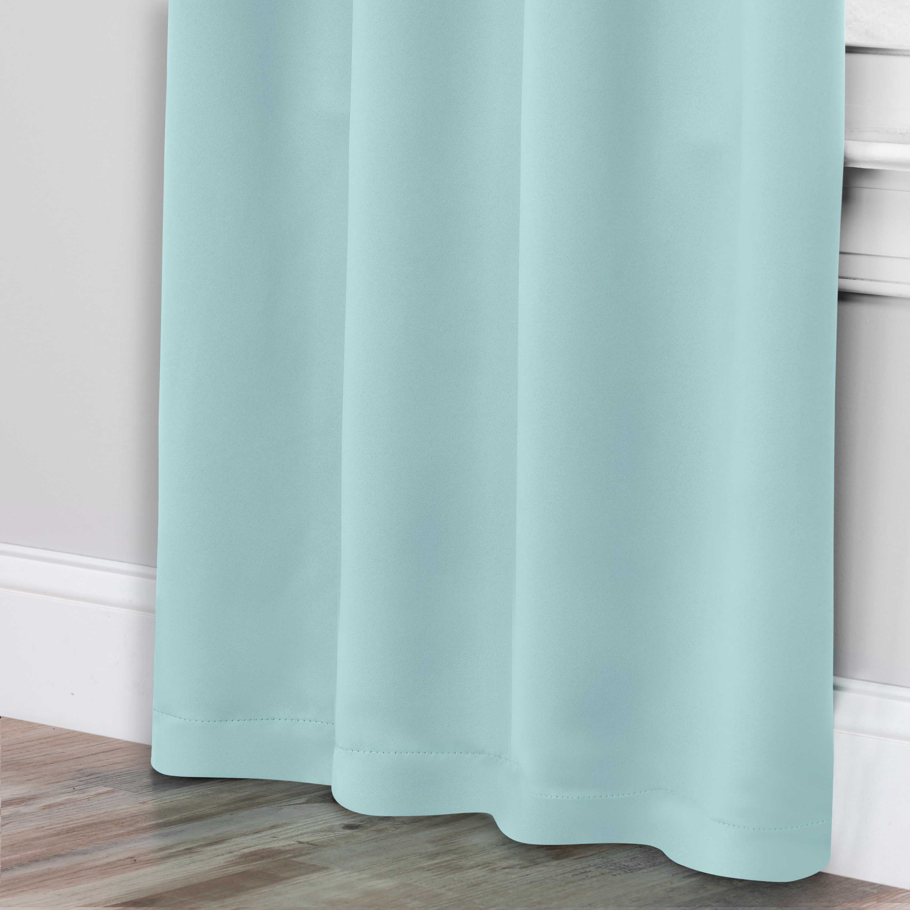 Solid Machine Washable Room Darkening Blackout Curtains, Set of 2 - Blue Nile Mills