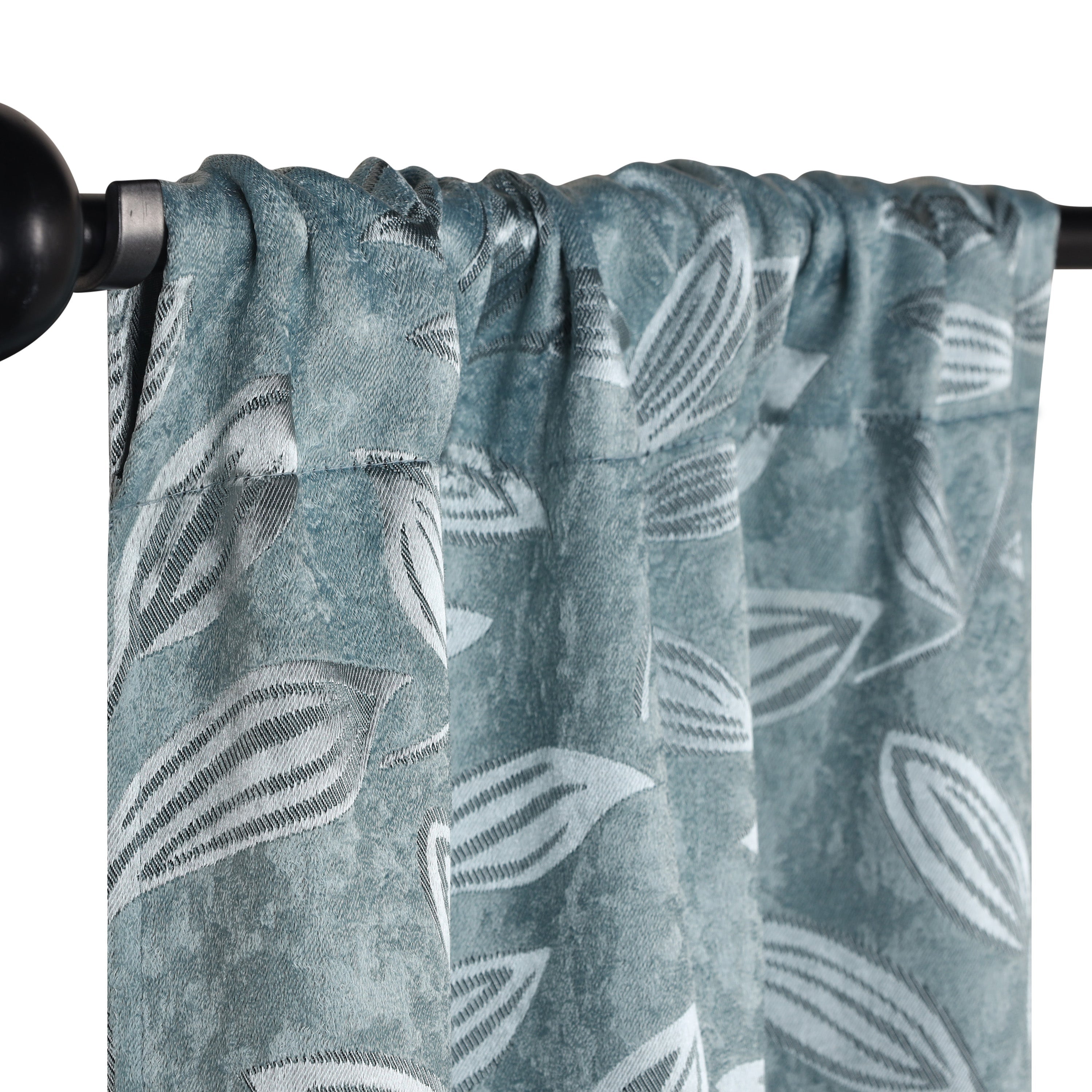 Leaves Rod Pocket Room Darkening Blackout Curtains, Set of 2 - Blue Nile Mills