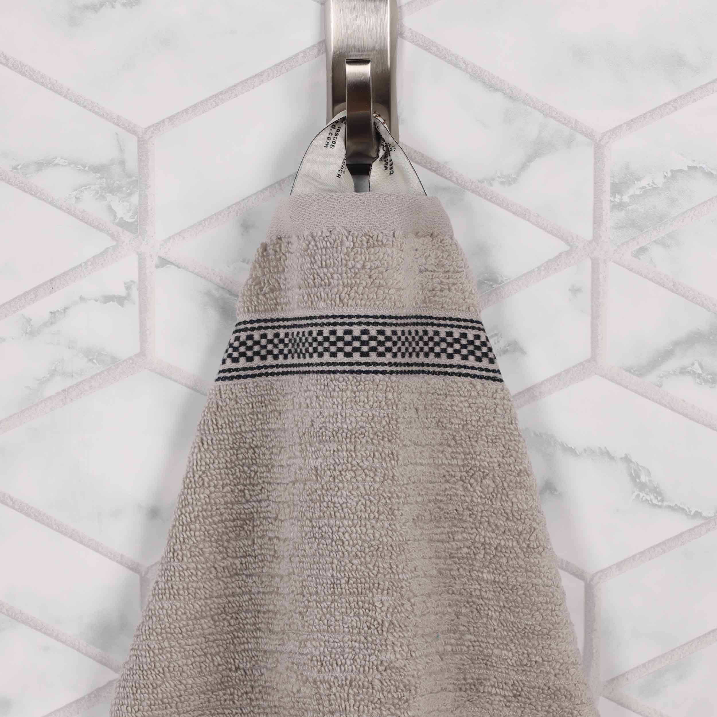 Zero Twist Cotton Ribbed Geometric Border Plush 9 Piece Towel Set - Blue Nile Mills