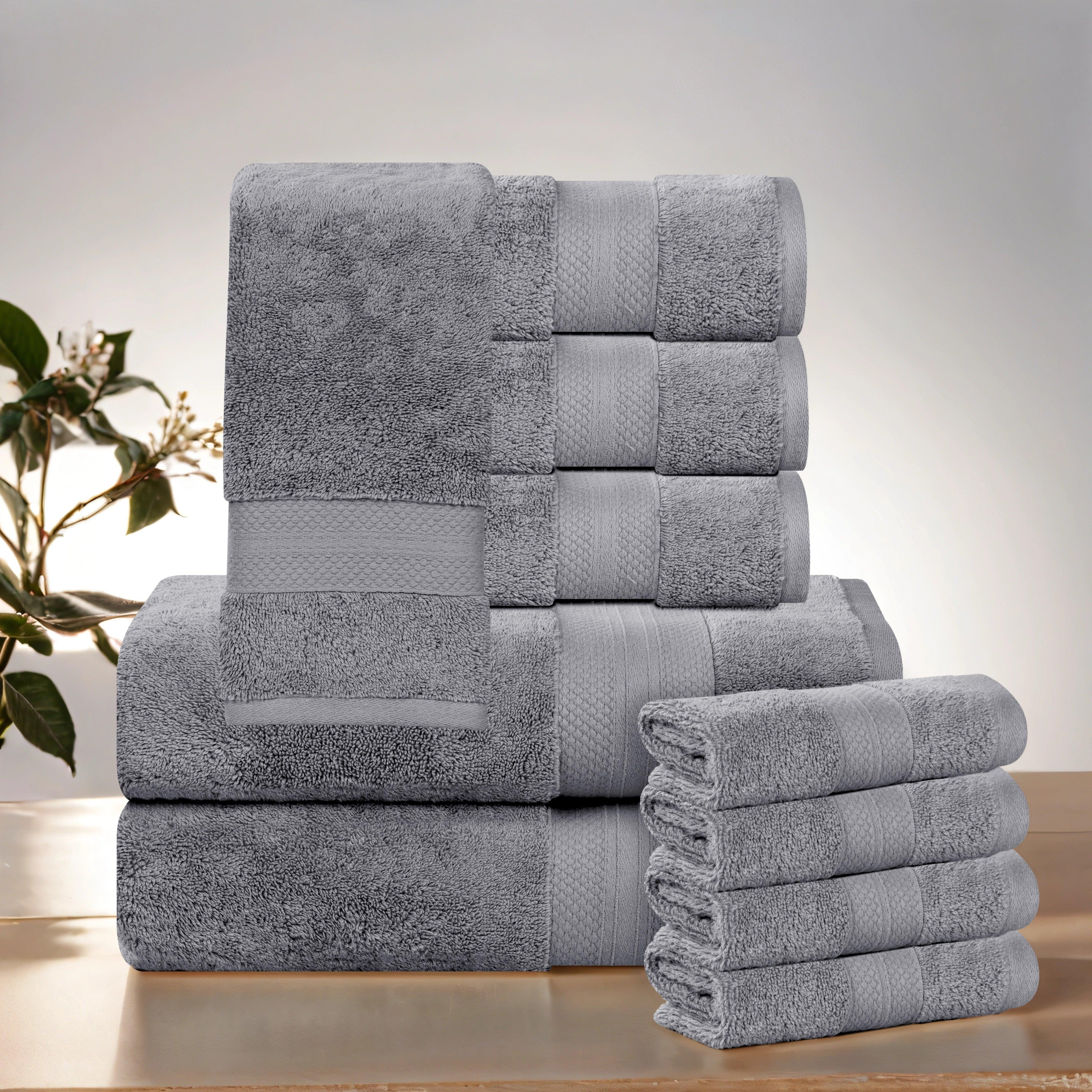 Aria Turkish Cotton Solid 10-Piece Heavyweight Towel Set - Blue Nile Mills