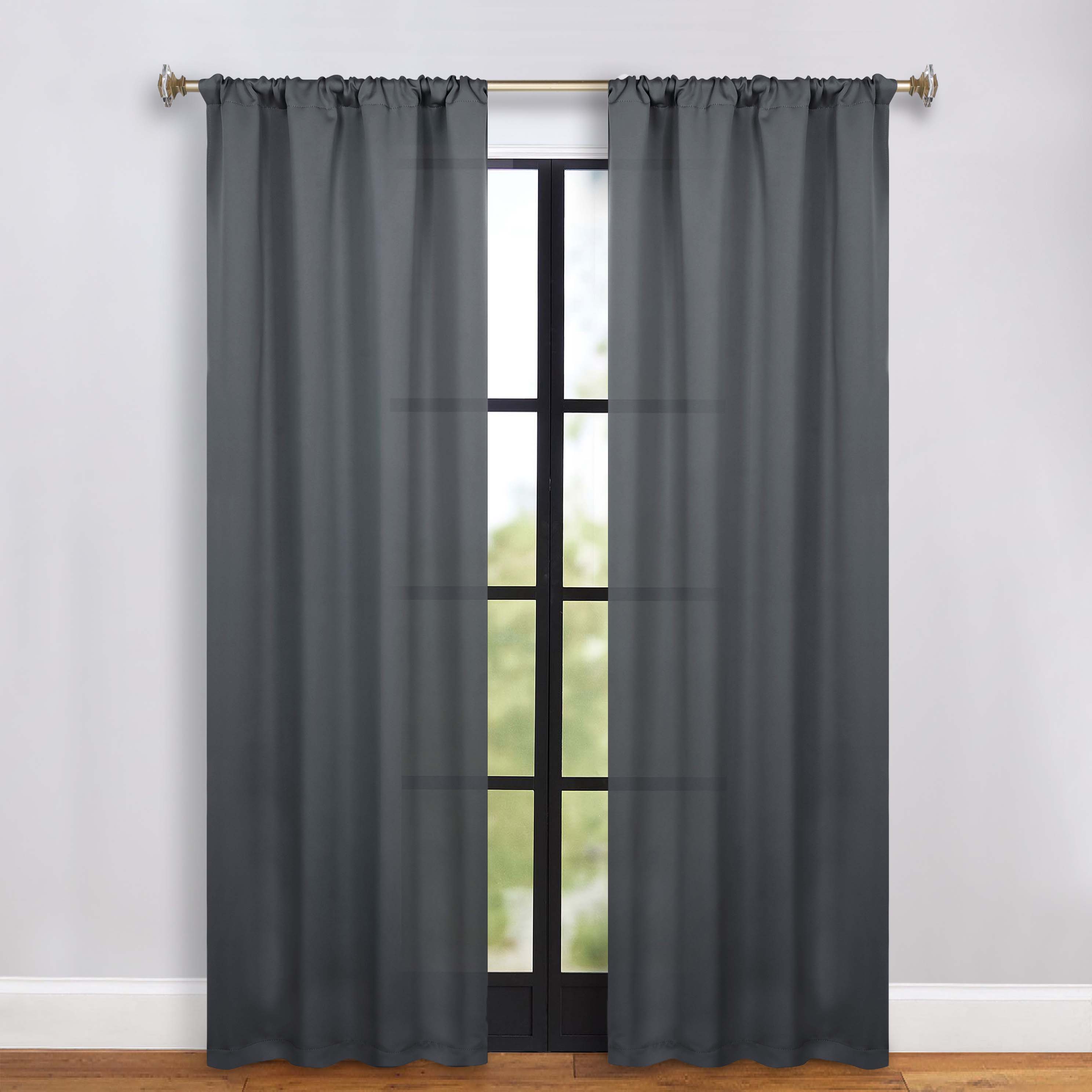 Solid Machine Washable Room Darkening Blackout Curtains, Set of 2 - Blue Nile Mills
