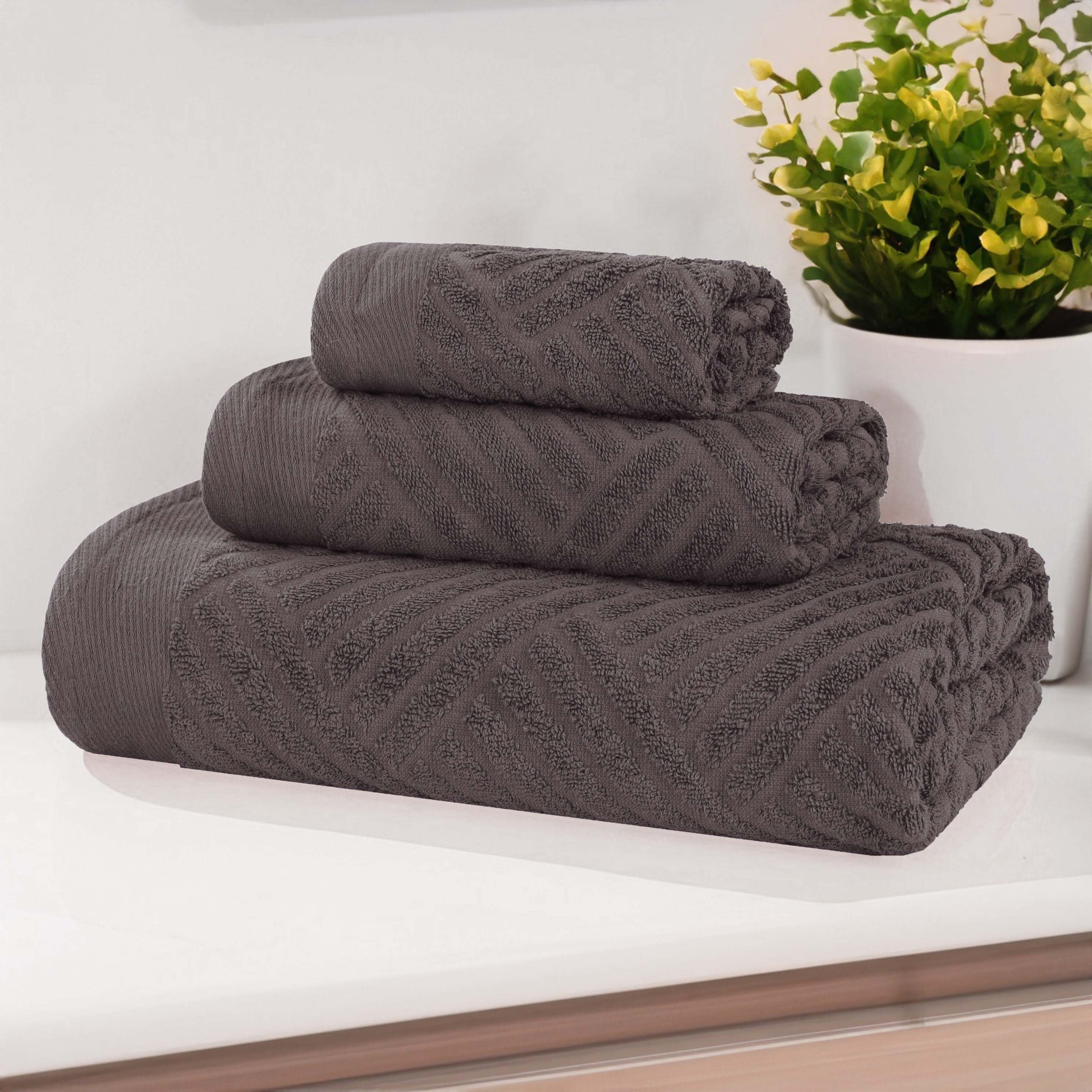 Basketweave Egyptian Cotton Jacquard 3 Piece Assorted Towel Set - Blue Nile Mills