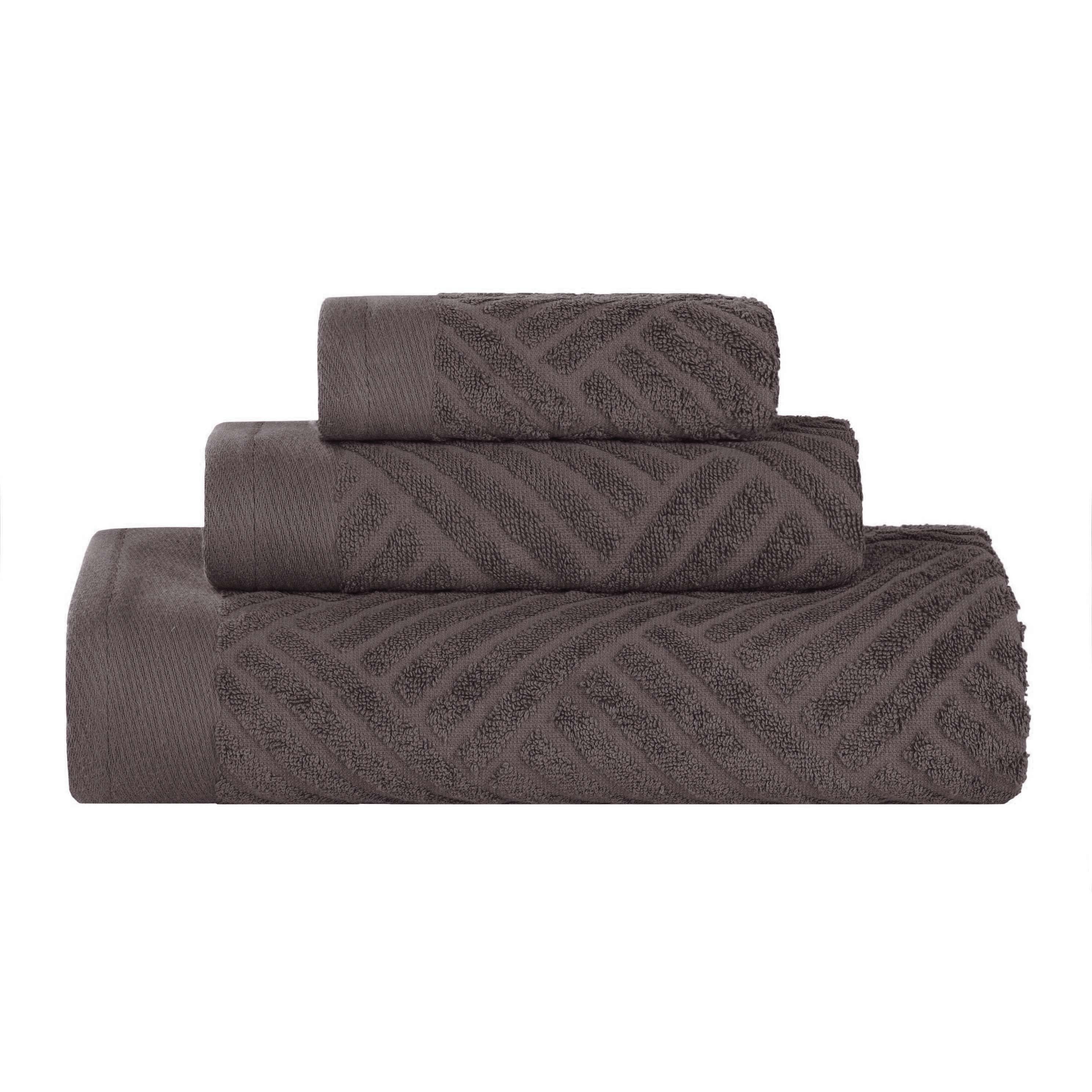 Basketweave Egyptian Cotton Jacquard 3 Piece Assorted Towel Set - Blue Nile Mills