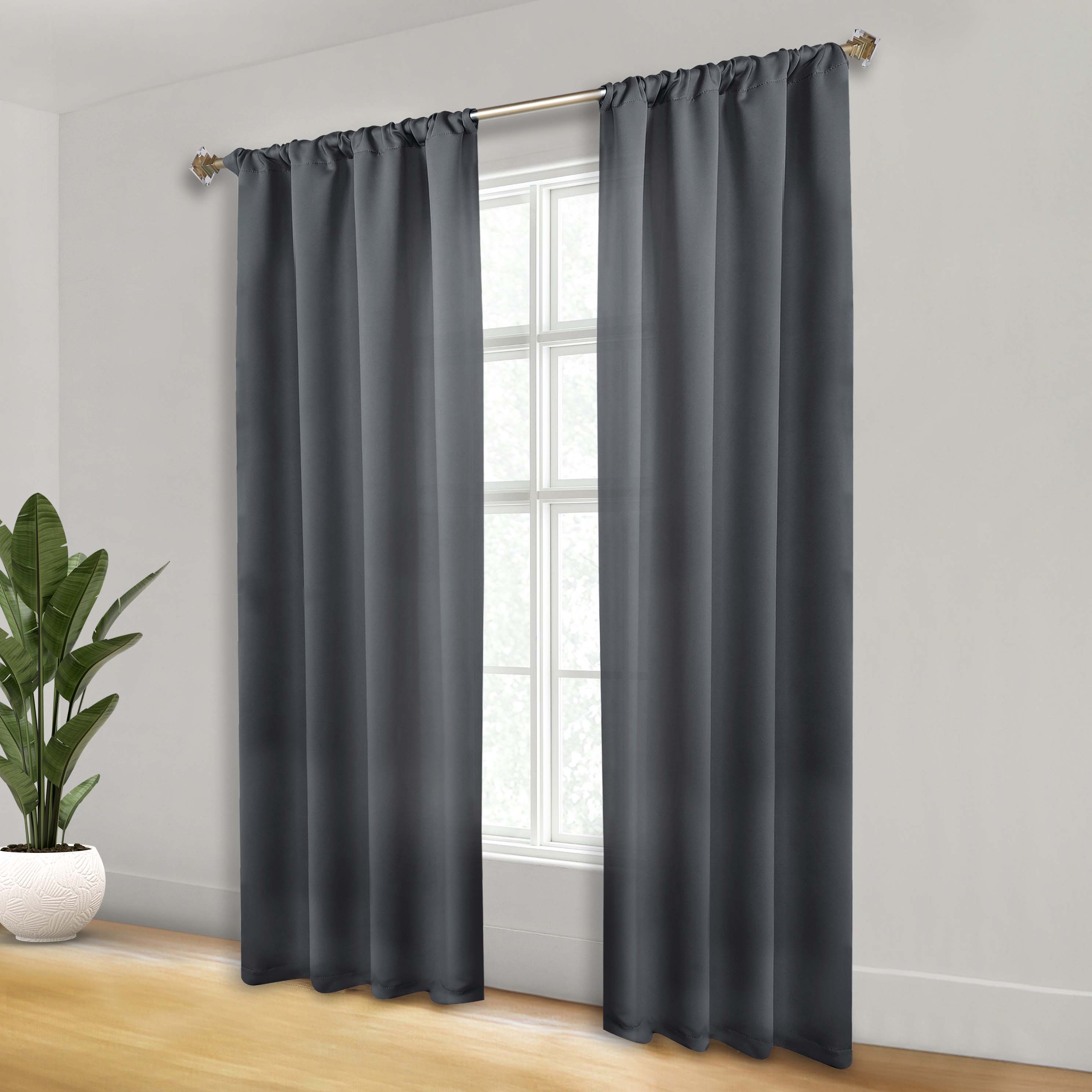 Solid Machine Washable Room Darkening Blackout Curtains, Set of 2 - Blue Nile Mills