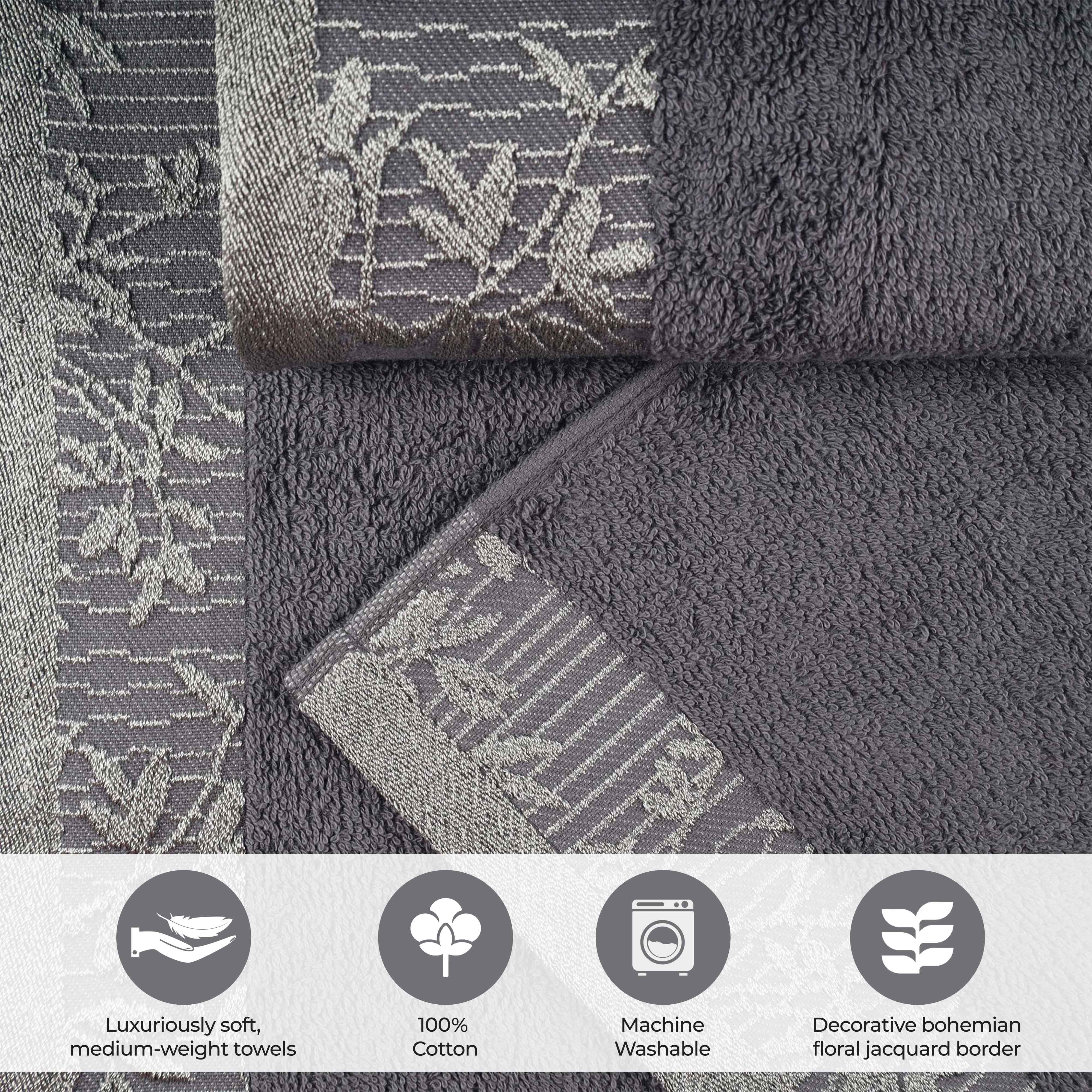 Wisteria Cotton Floral Embroidered Jacquard Border 8-Piece Towel Set - Blue Nile Mills