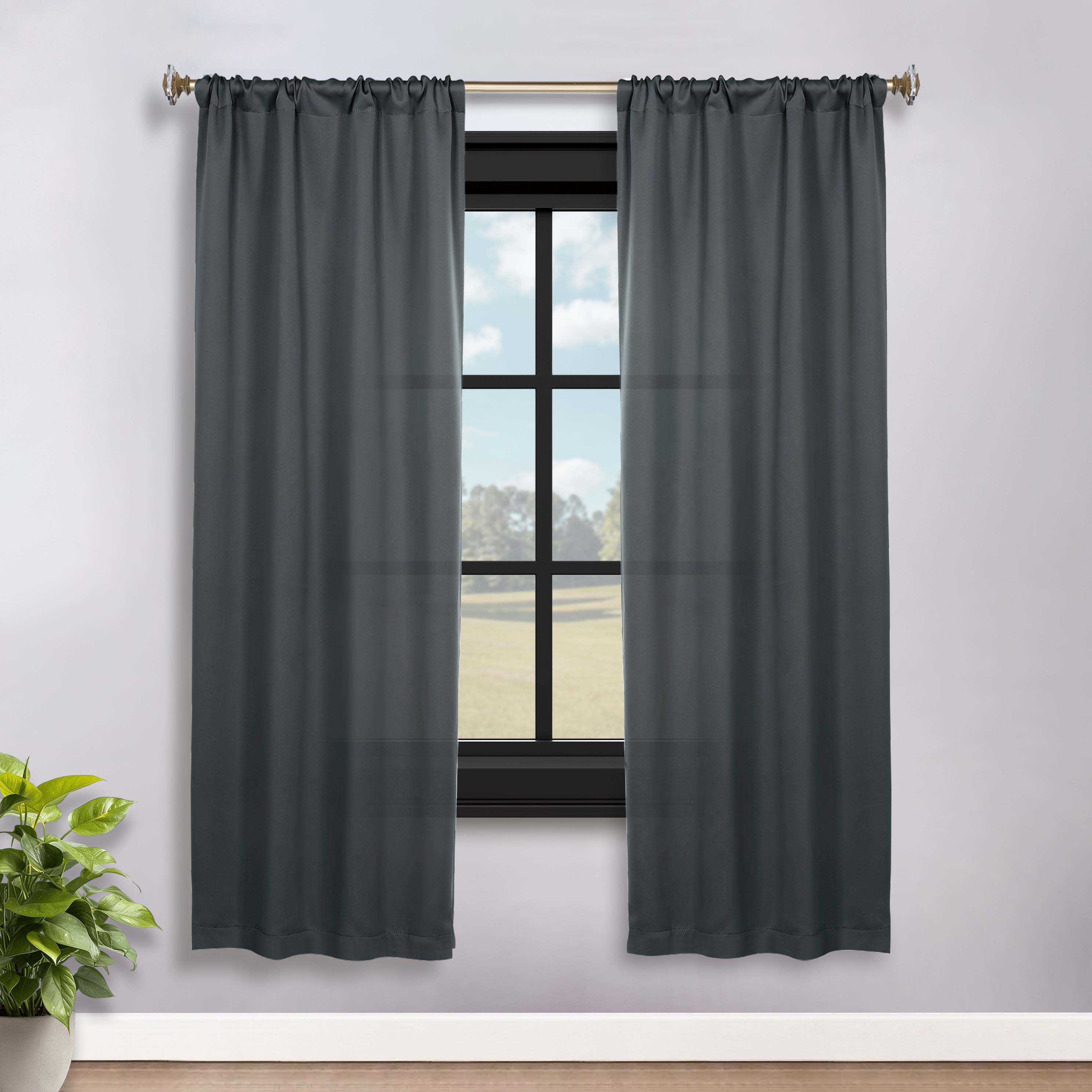 Solid Machine Washable Room Darkening Blackout Curtains, Set of 2 - Blue Nile Mills