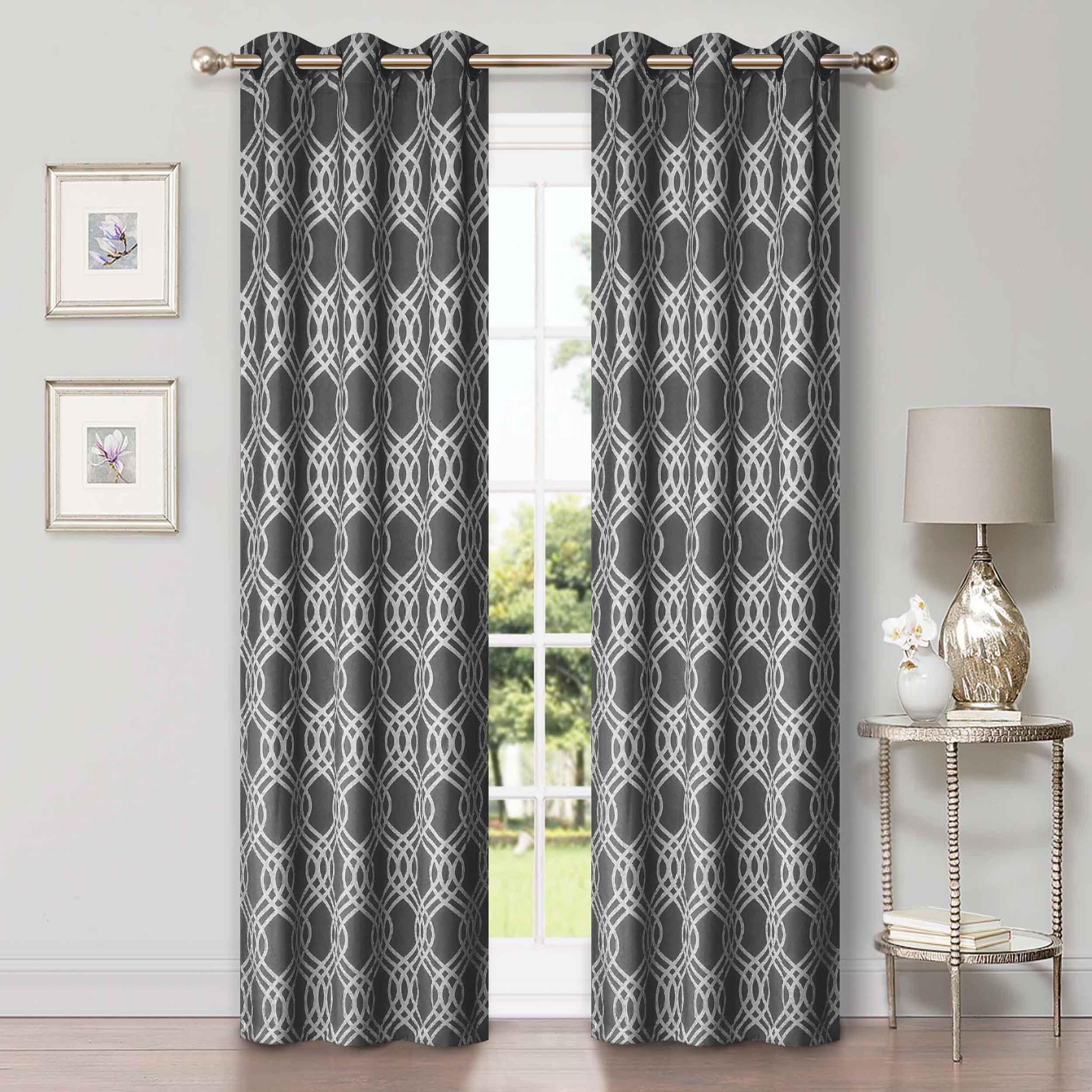 Ribbon Trellis Washable Room Darkening Blackout Curtain Panel Set - Blue Nile Mills