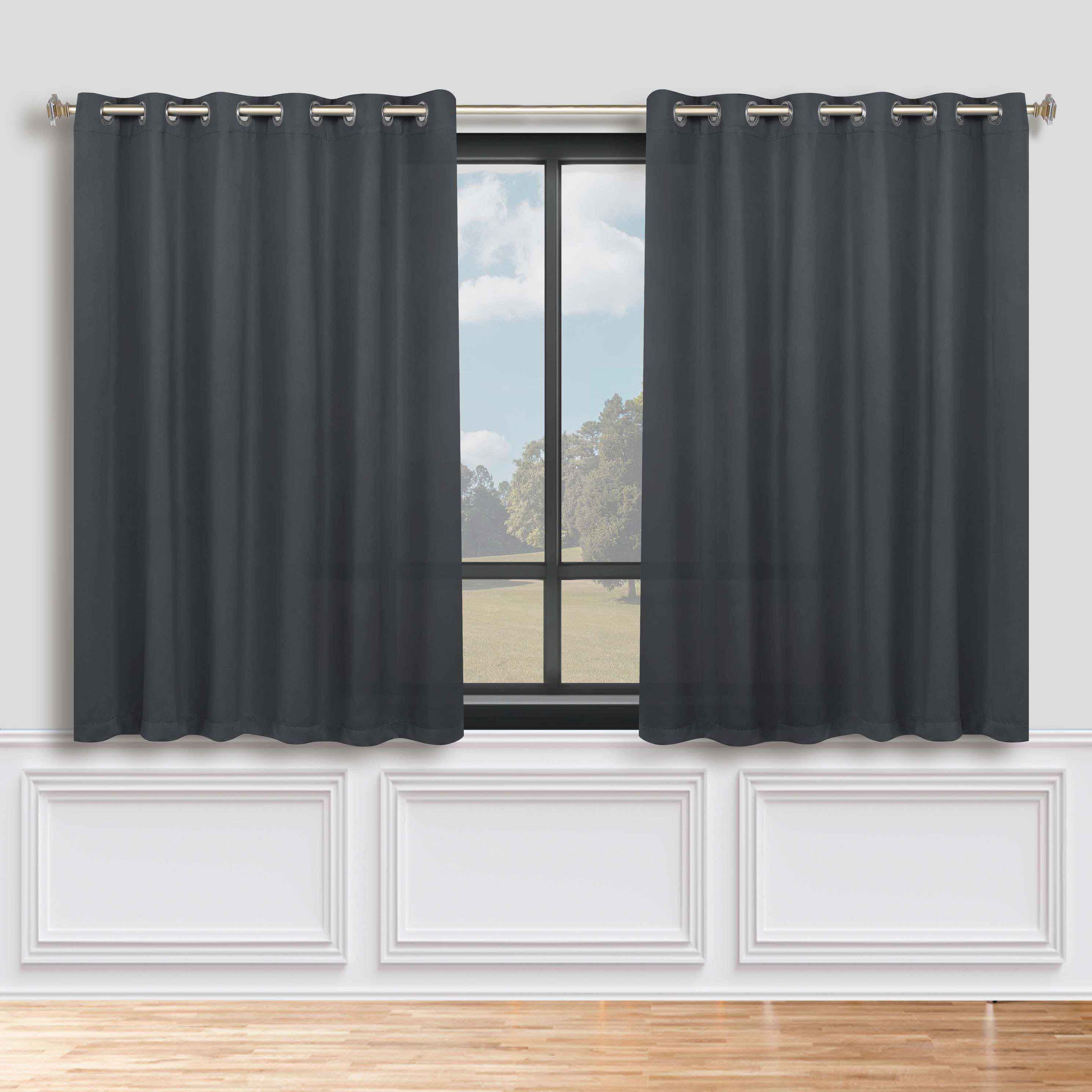 Solid Machine Washable Room Darkening Blackout Curtains, Set of 2 - Blue Nile Mills