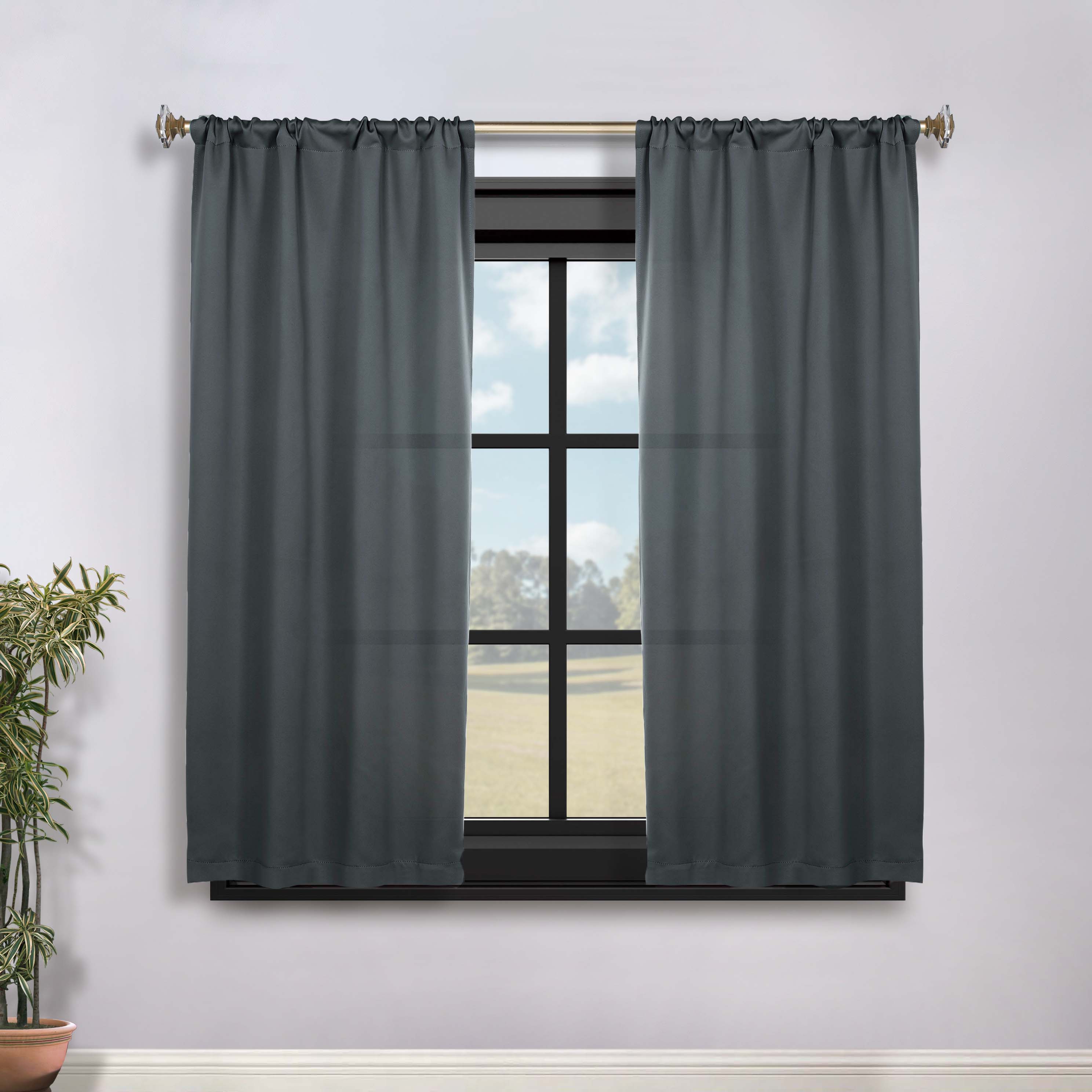 Solid Machine Washable Room Darkening Blackout Curtains, Set of 2 - Blue Nile Mills