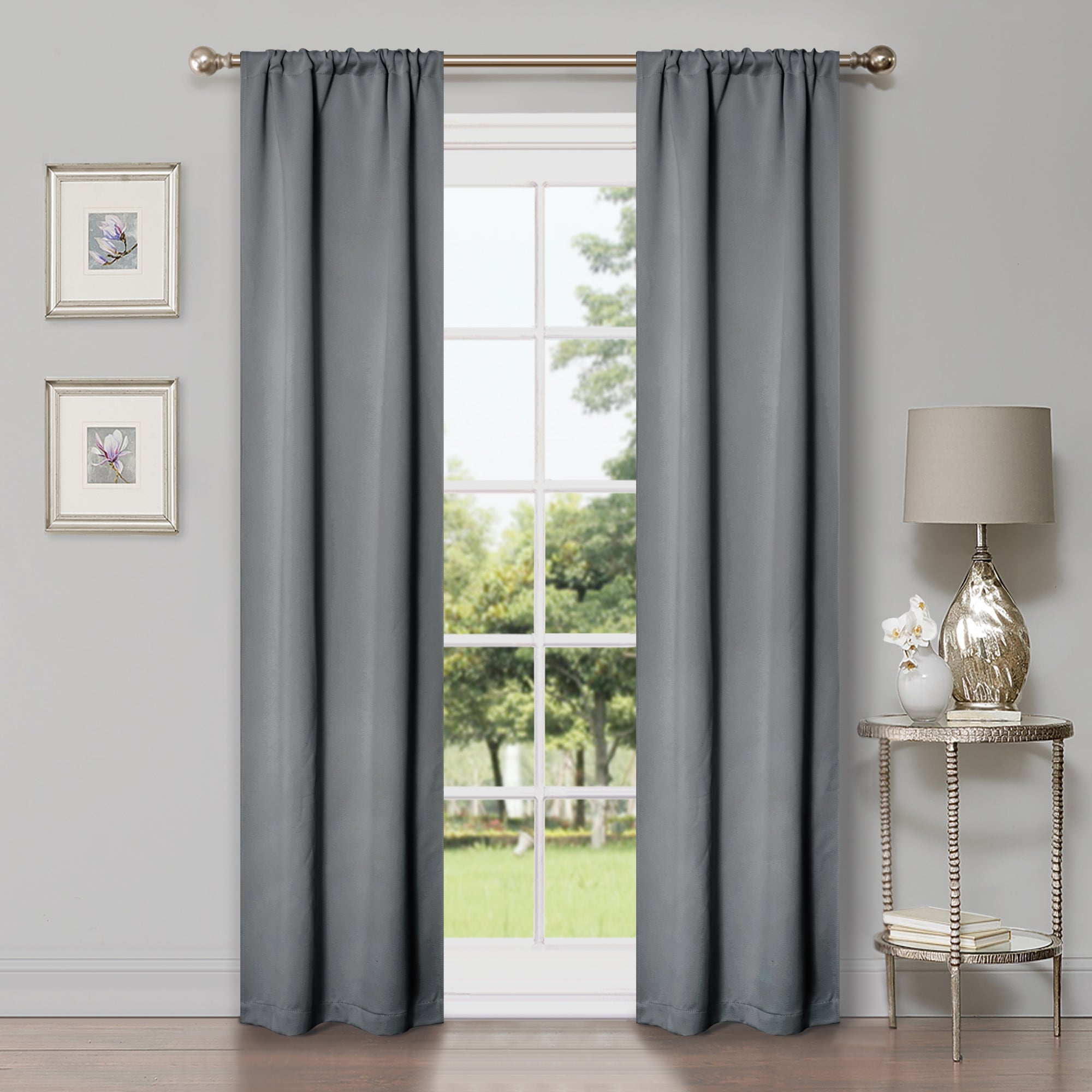 Solid Machine Washable Room Darkening Blackout Curtains, Set of 2 - Blue Nile Mills