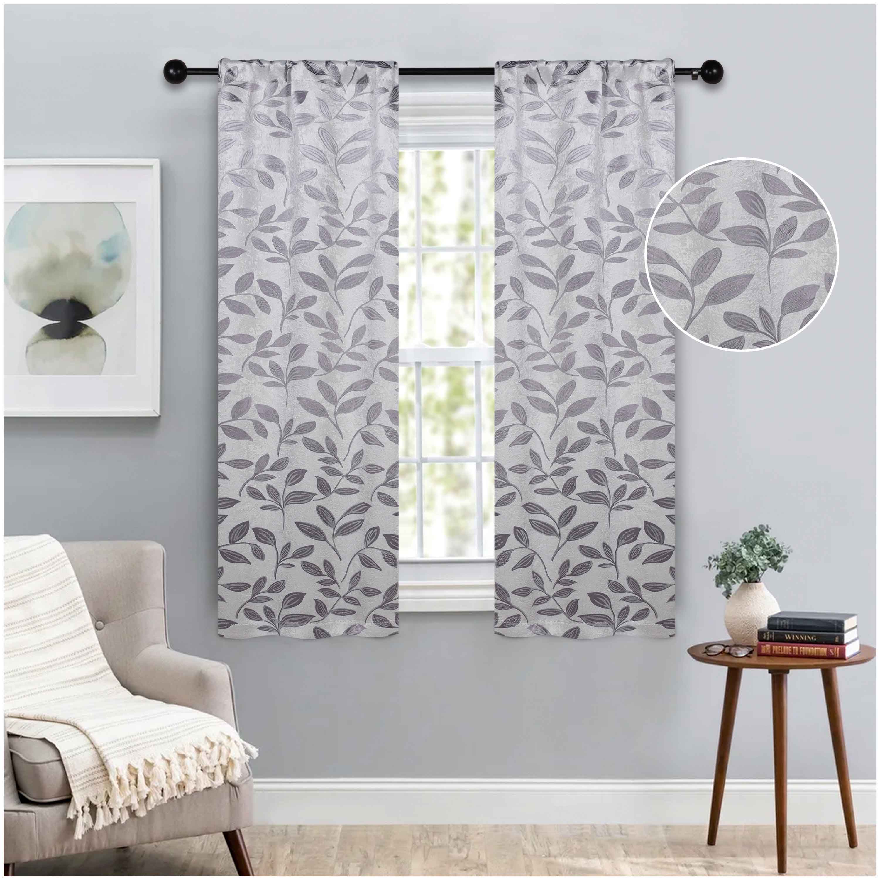 Leaves Rod Pocket Room Darkening Blackout Curtains, Set of 2 - Blue Nile Mills
