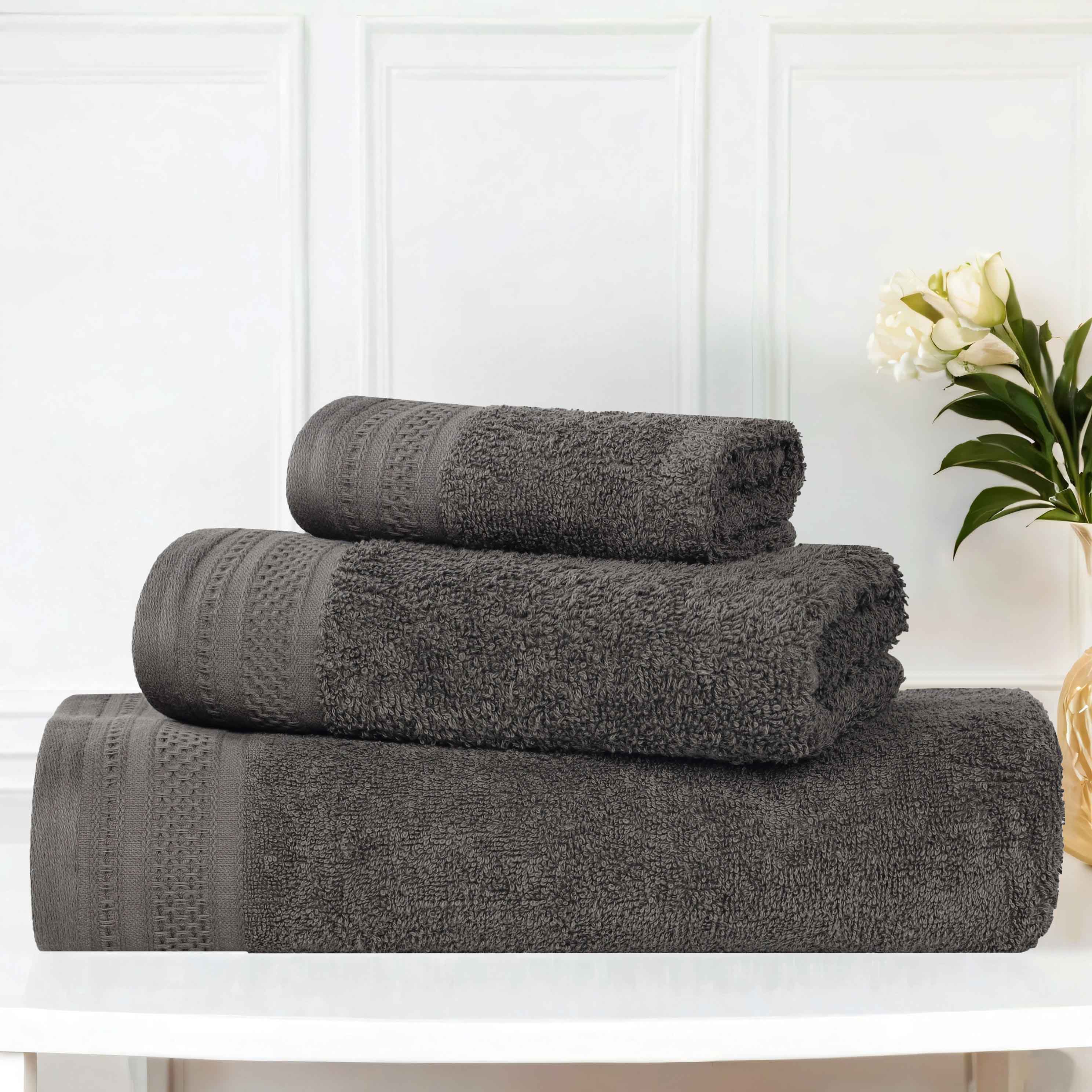 Honeycomb Textured Waffle Border Luxury Cotton 3 Piece Towel Set - Blue Nile Mills