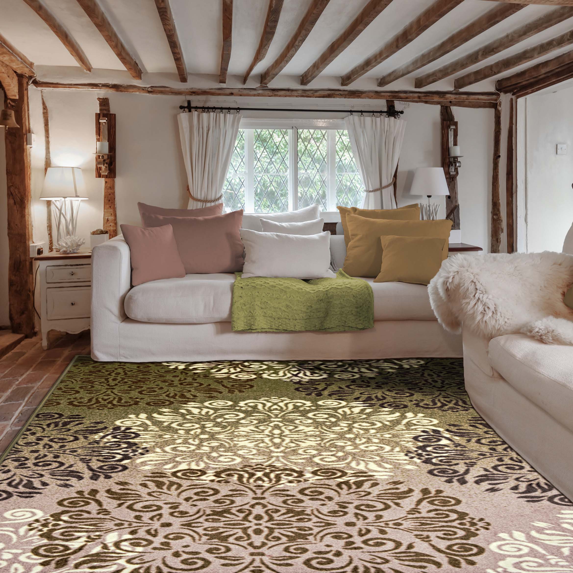 Hedena Floral Traditional Non-Slip Indoor Area Rug - Blue Nile Mills