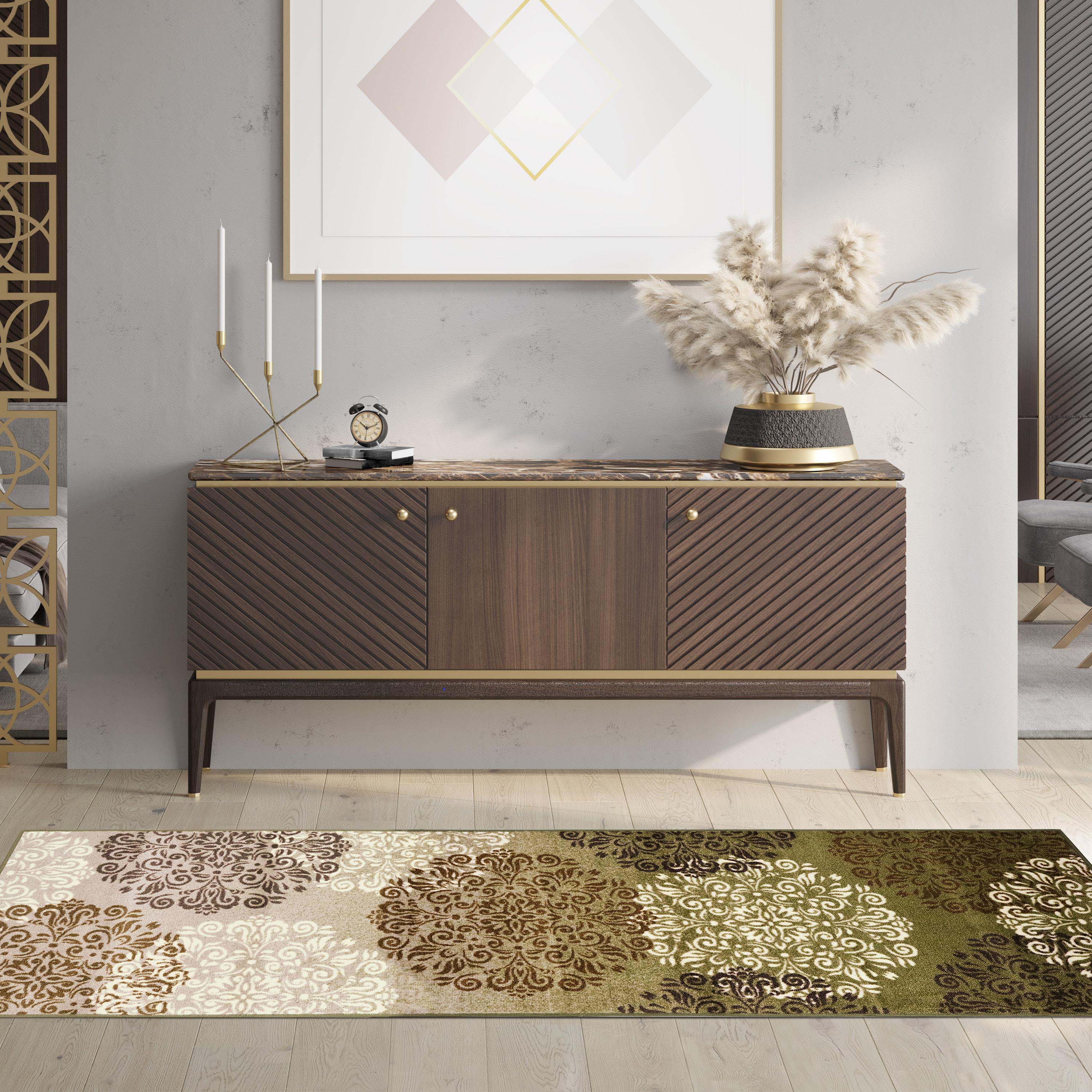 Hedena Floral Traditional Non-Slip Indoor Area Rug - Blue Nile Mills