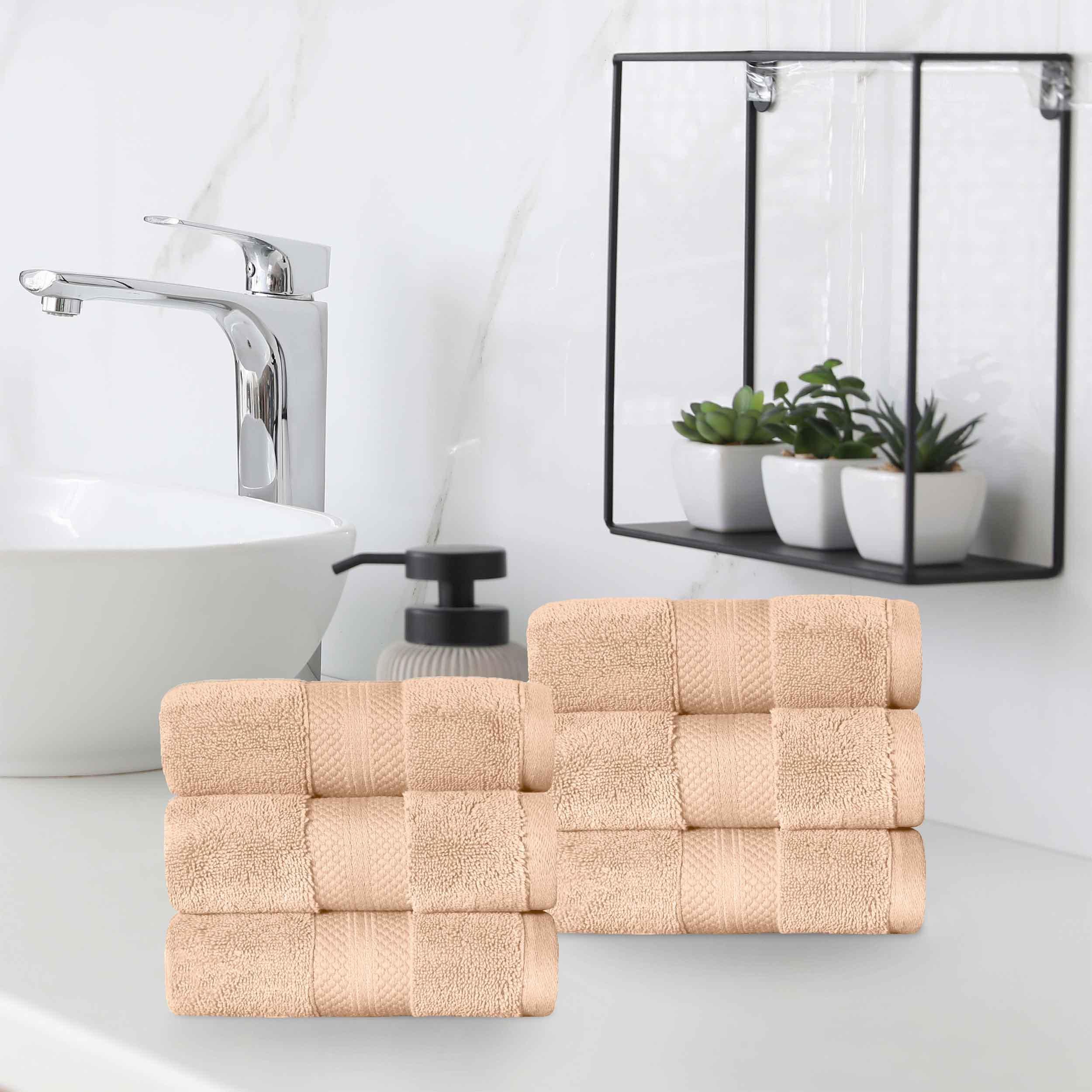 Turkish Cotton Absorbent Ultra-Plush Solid 6 Piece Hand Towel Set - Blue Nile Mills