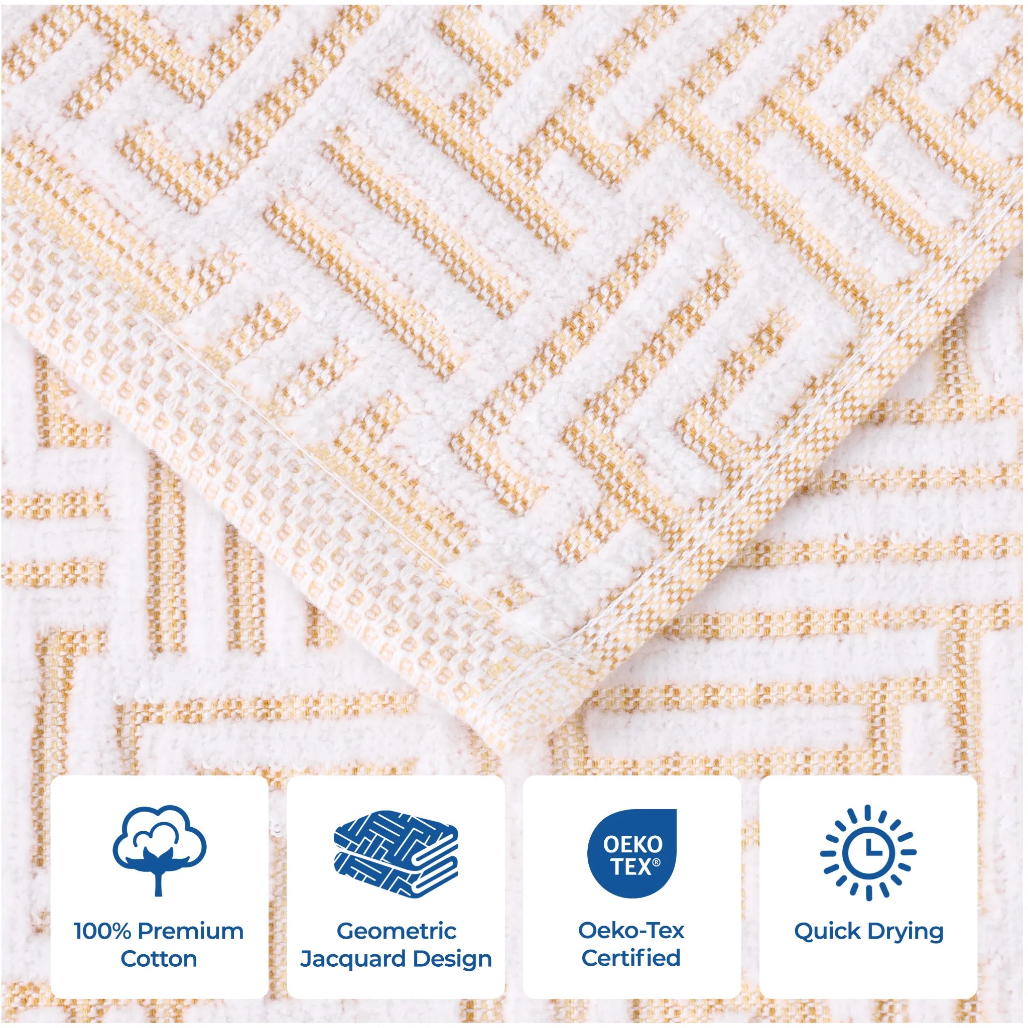 BNM Jasper Cotton Geometric Jacquard Plush Bath Towel Set 2-Piece