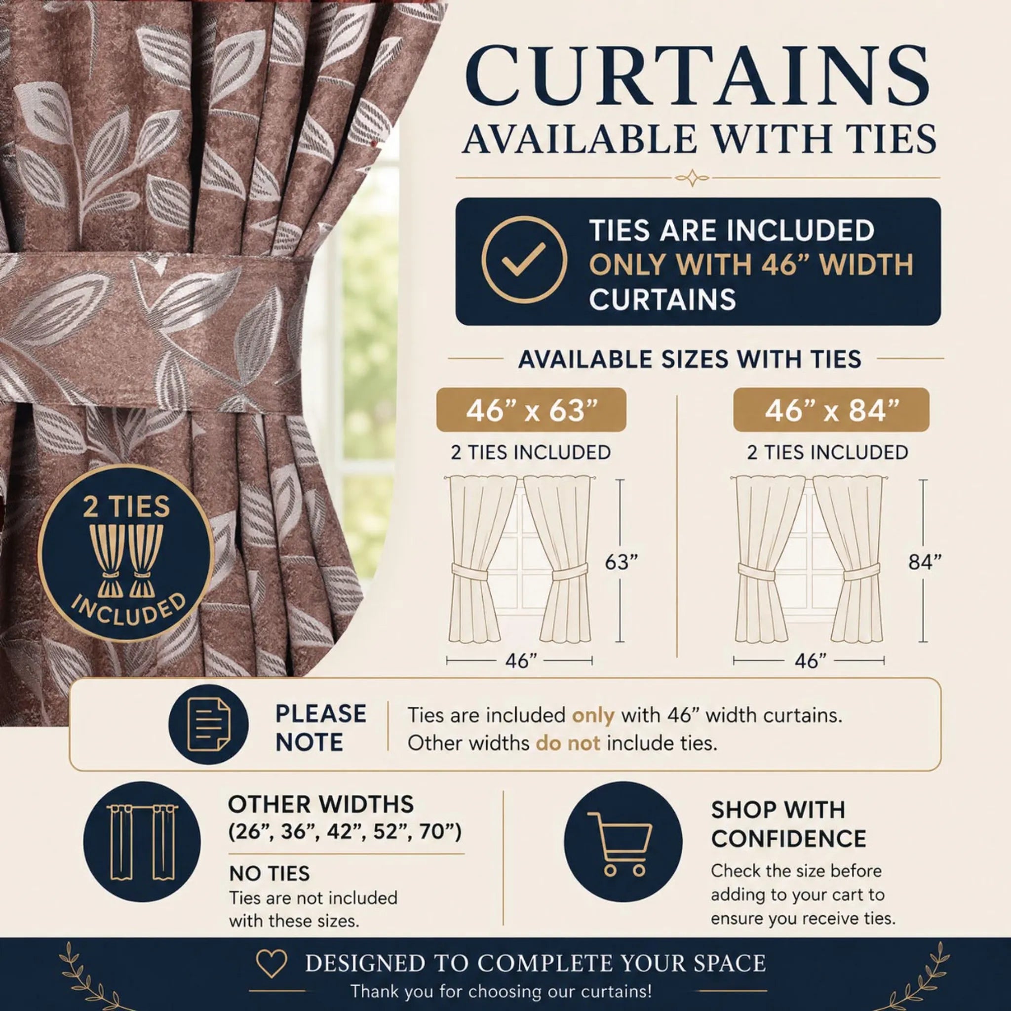 Leaves Machine Room Darkening Blackout Curtains, Set of 2