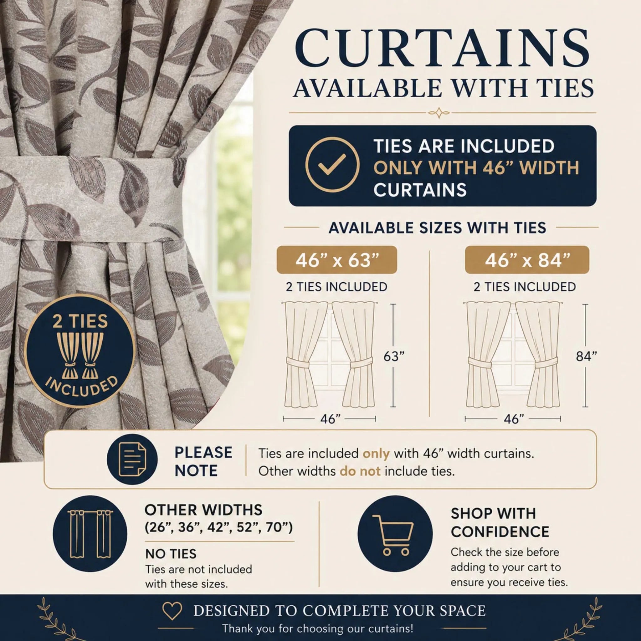 Leaves Machine Room Darkening Blackout Curtains, Set of 2