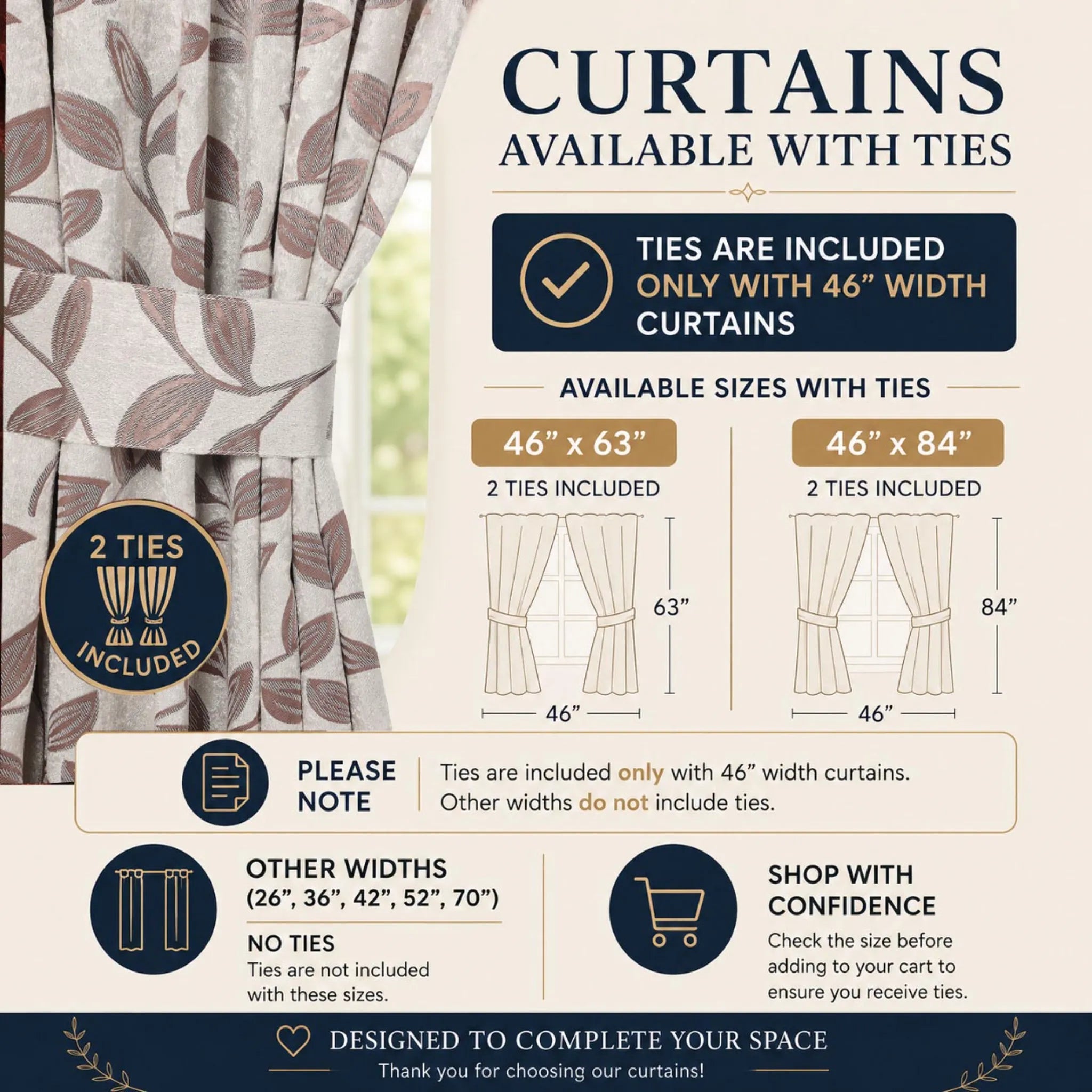 Leaves Machine Room Darkening Blackout Curtains, Set of 2