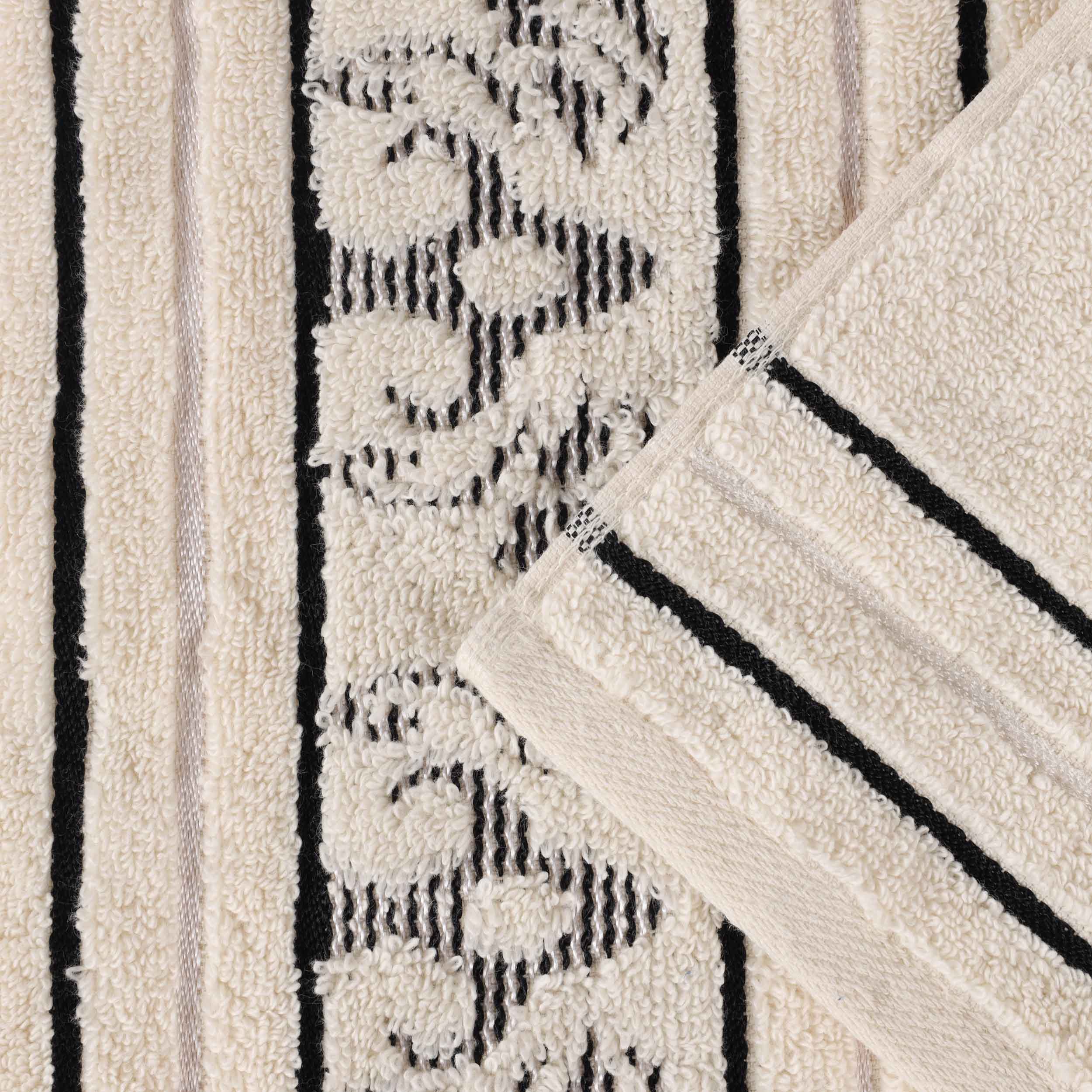 Sadie Zero Twist Cotton Solid and Jacquard Floral Hand Towel Set of 6 - Blue Nile Mills