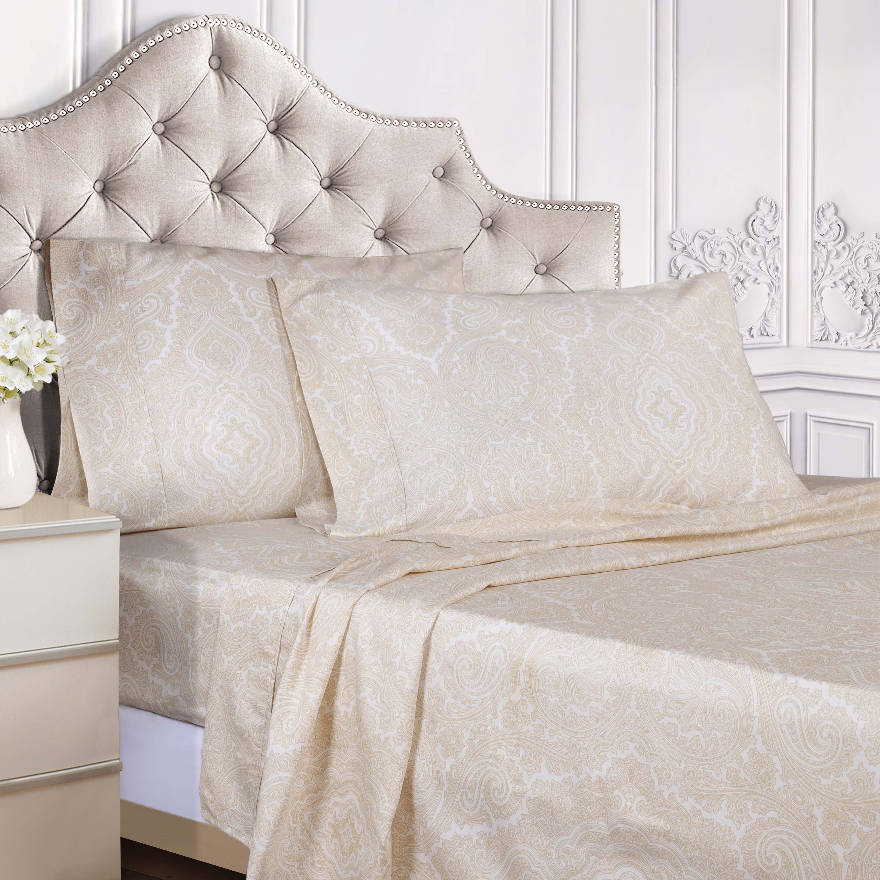 Italian Paisley Cotton Blend 600 Thread Count Deep Pocket Sheet Set - Blue Nile Mills